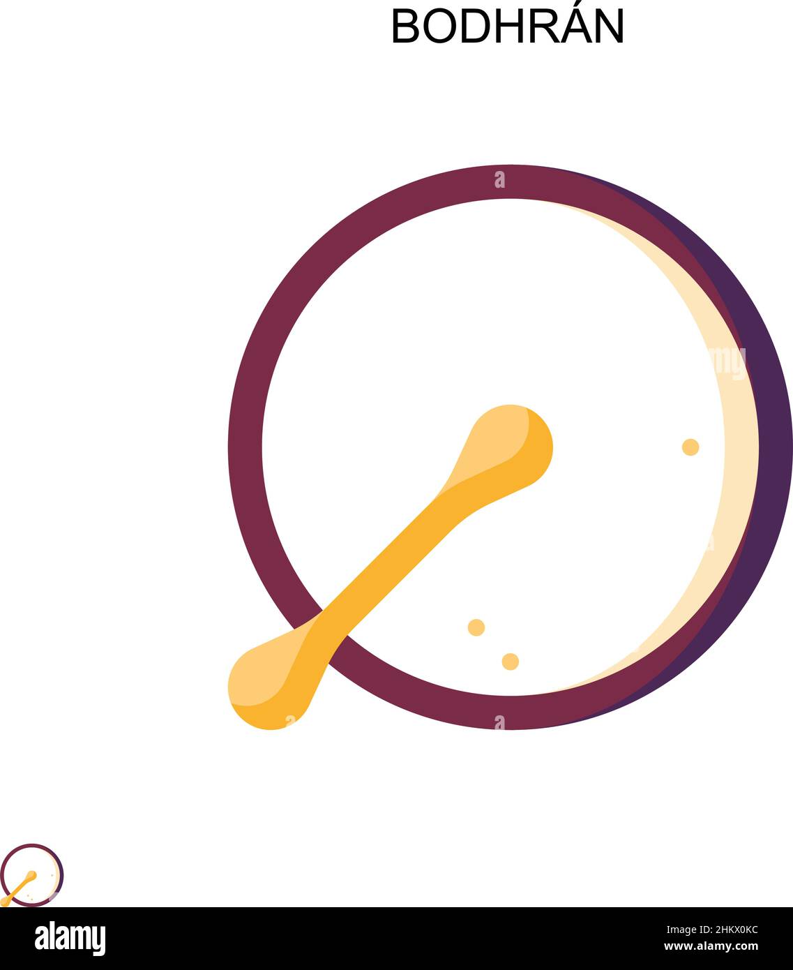 bodhrán semplice icona vettoriale. Modello di disegno del simbolo di illustrazione per l'elemento dell'interfaccia utente mobile Web. Illustrazione Vettoriale