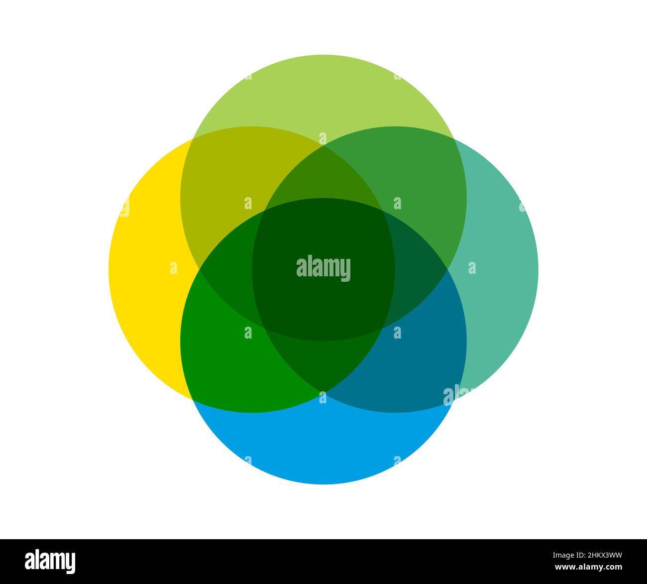 Infografica del grafico dei cerchi del diagramma di Venn. Elementi di progettazione vettoriale per la presentazione della strategia aziendale. Illustrazione Vettoriale