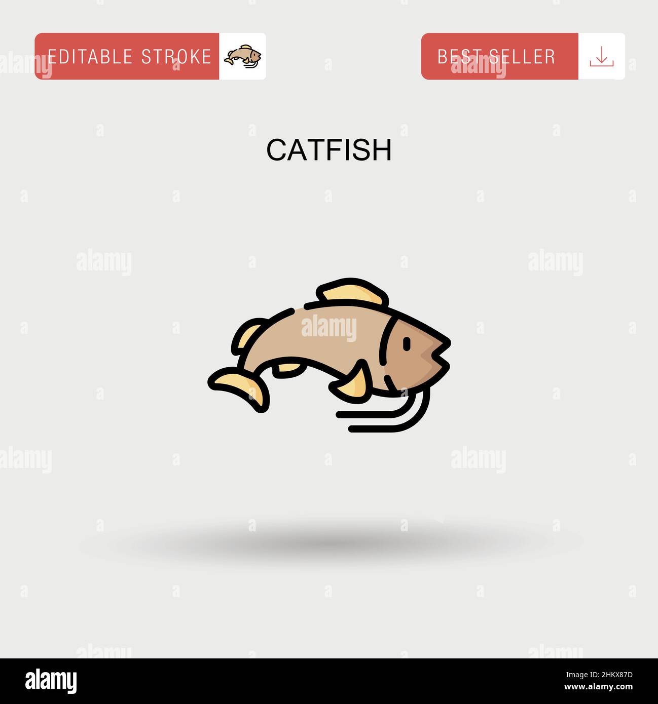 Icona vettore semplice catfish. Illustrazione Vettoriale