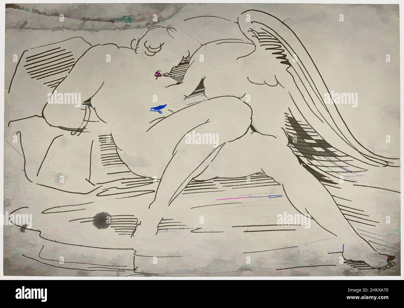 Arte ispirata a Cangiasi, Prometheus, Fotoreproduzione del disegno in 'The Reveley Collection of drawings at Brynygwin', fig. 25., Philip Henry Delamotte, Thomas Frederick Hardwich, 1855 - 1858, carta, Stampa albume, altezza 218 mm x larghezza 318 mm, opere classiche modernizzate da Artotop con un tocco di modernità. Forme, colore e valore, impatto visivo accattivante sulle emozioni artistiche attraverso la libertà delle opere d'arte in modo contemporaneo. Un messaggio senza tempo che persegue una nuova direzione selvaggiamente creativa. Artisti che si rivolgono al supporto digitale e creano l'NFT Artotop Foto Stock