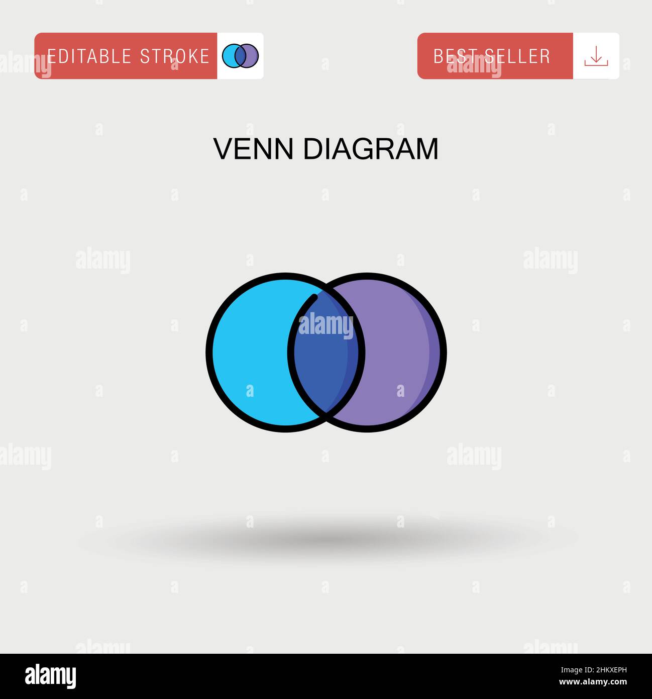 Icona vettoriale semplice diagramma Venn. Illustrazione Vettoriale