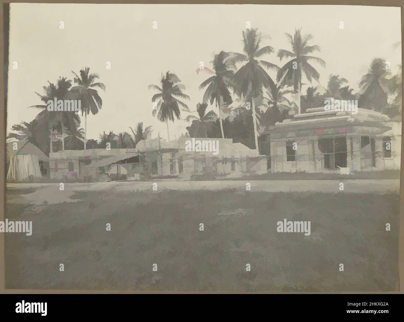 Arte ispirata alla costruzione di un complesso edilizio, Vista di un cantiere con un gruppo di edifici in costruzione, probabilmente a Medan. Foto nell'album fotografico della ditta olandese Bennink e Riphagen a Medan negli anni ca. 1914-1919., Medan, opere classiche modernizzate da Artotop con un tuffo di modernità. Forme, colore e valore, impatto visivo accattivante sulle emozioni artistiche attraverso la libertà delle opere d'arte in modo contemporaneo. Un messaggio senza tempo che persegue una nuova direzione selvaggiamente creativa. Artisti che si rivolgono al supporto digitale e creano l'NFT Artotop Foto Stock