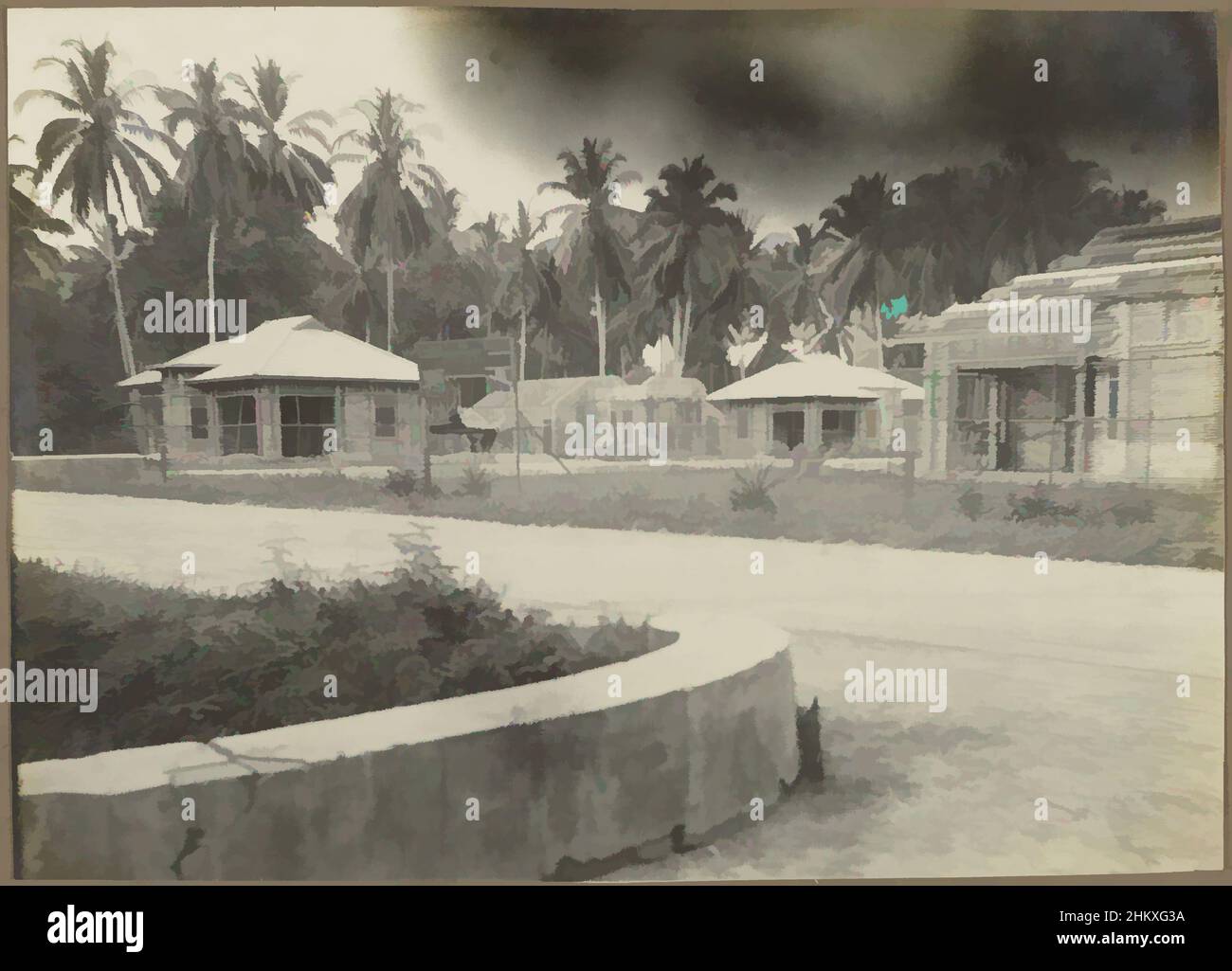 Arte ispirata alla costruzione di un complesso edilizio, Vista di un cantiere con un gruppo di edifici in costruzione, probabilmente a Medan. Foto nell'album fotografico della ditta olandese Bennink e Riphagen a Medan negli anni ca. 1914-1919., Medan, opere classiche modernizzate da Artotop con un tuffo di modernità. Forme, colore e valore, impatto visivo accattivante sulle emozioni artistiche attraverso la libertà delle opere d'arte in modo contemporaneo. Un messaggio senza tempo che persegue una nuova direzione selvaggiamente creativa. Artisti che si rivolgono al supporto digitale e creano l'NFT Artotop Foto Stock