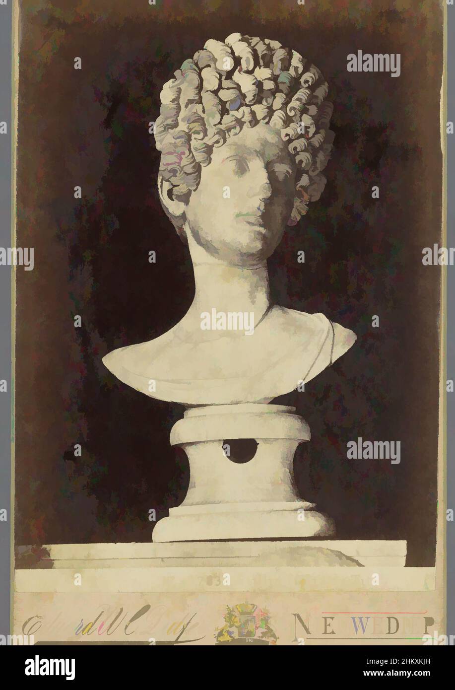 Arte ispirata alla scultura (busto) di Giulia, figlia di Tito, Roma n° 3783 (titolo della serie), Giulia figura di Tito, Giorgio Sommer, c. 1860 - c. 1880, carta, stampa albume, altezza 144 mm x larghezza 102 mm, opere classiche modernizzate da Artotop con un tocco di modernità. Forme, colore e valore, impatto visivo accattivante sulle emozioni artistiche attraverso la libertà delle opere d'arte in modo contemporaneo. Un messaggio senza tempo che persegue una nuova direzione selvaggiamente creativa. Artisti che si rivolgono al supporto digitale e creano l'NFT Artotop Foto Stock