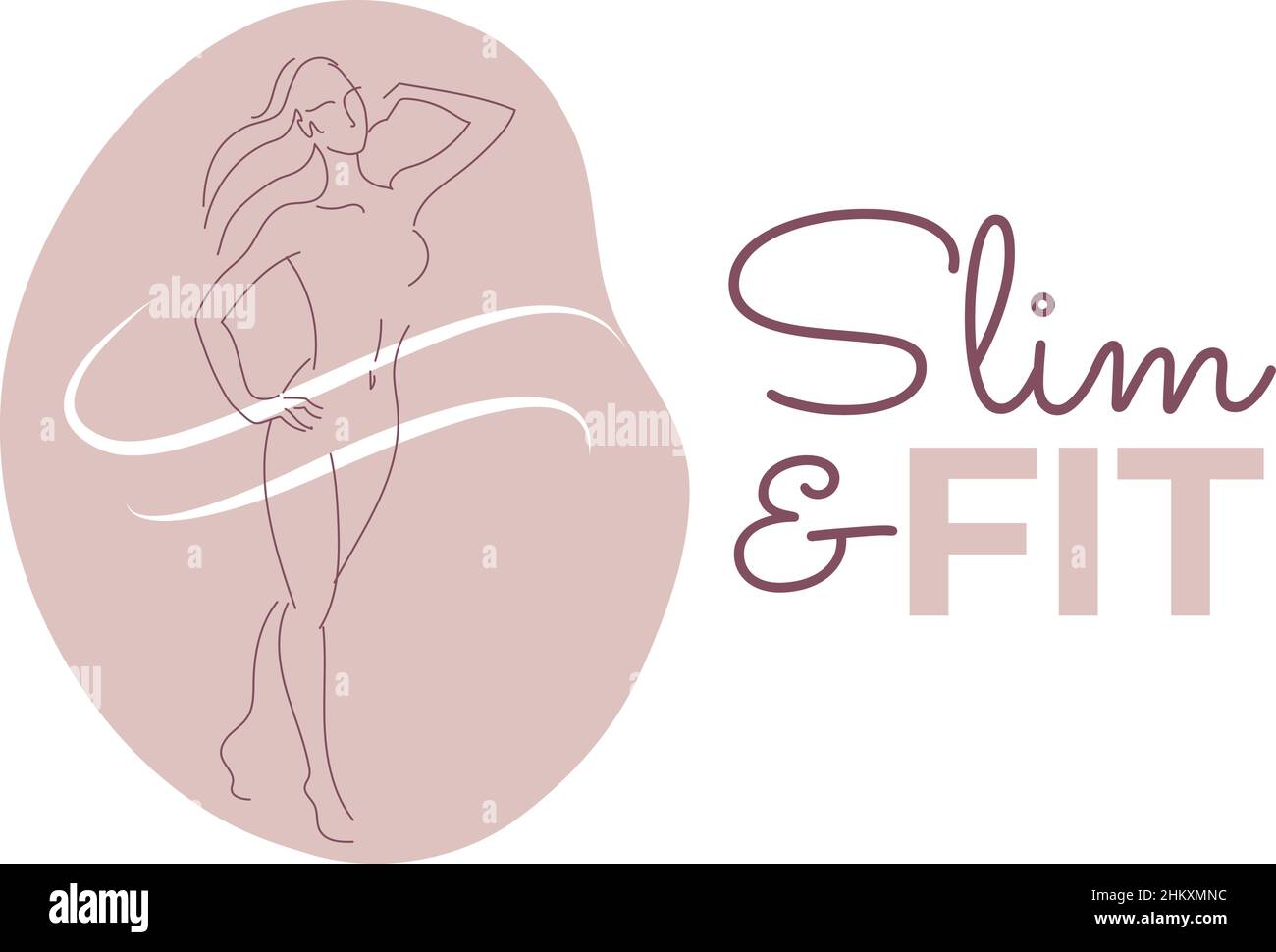 Logo line art con donna sottile. Corpo donna Illustrazione Vettoriale