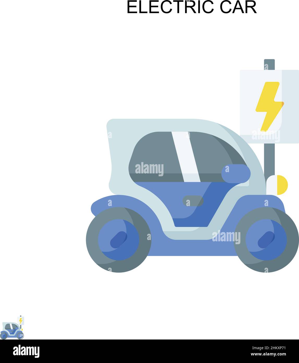Icona vettoriale semplice per auto elettriche. Modello di disegno del simbolo di illustrazione per l'elemento dell'interfaccia utente mobile Web. Illustrazione Vettoriale