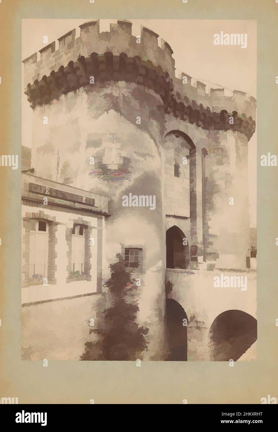 Arte ispirata da Porte Guillaime a Chartres, Chartres (Porte Guillaume), Séraphin-Médéric Mieusement, Chartres, c.. 1875 - c. 1900, cartone, stampa albume, altezza 345 mm x larghezza 239 mm, opere classiche modernizzate da Artotop con un tocco di modernità. Forme, colore e valore, impatto visivo accattivante sulle emozioni artistiche attraverso la libertà delle opere d'arte in modo contemporaneo. Un messaggio senza tempo che persegue una nuova direzione selvaggiamente creativa. Artisti che si rivolgono al supporto digitale e creano l'NFT Artotop Foto Stock