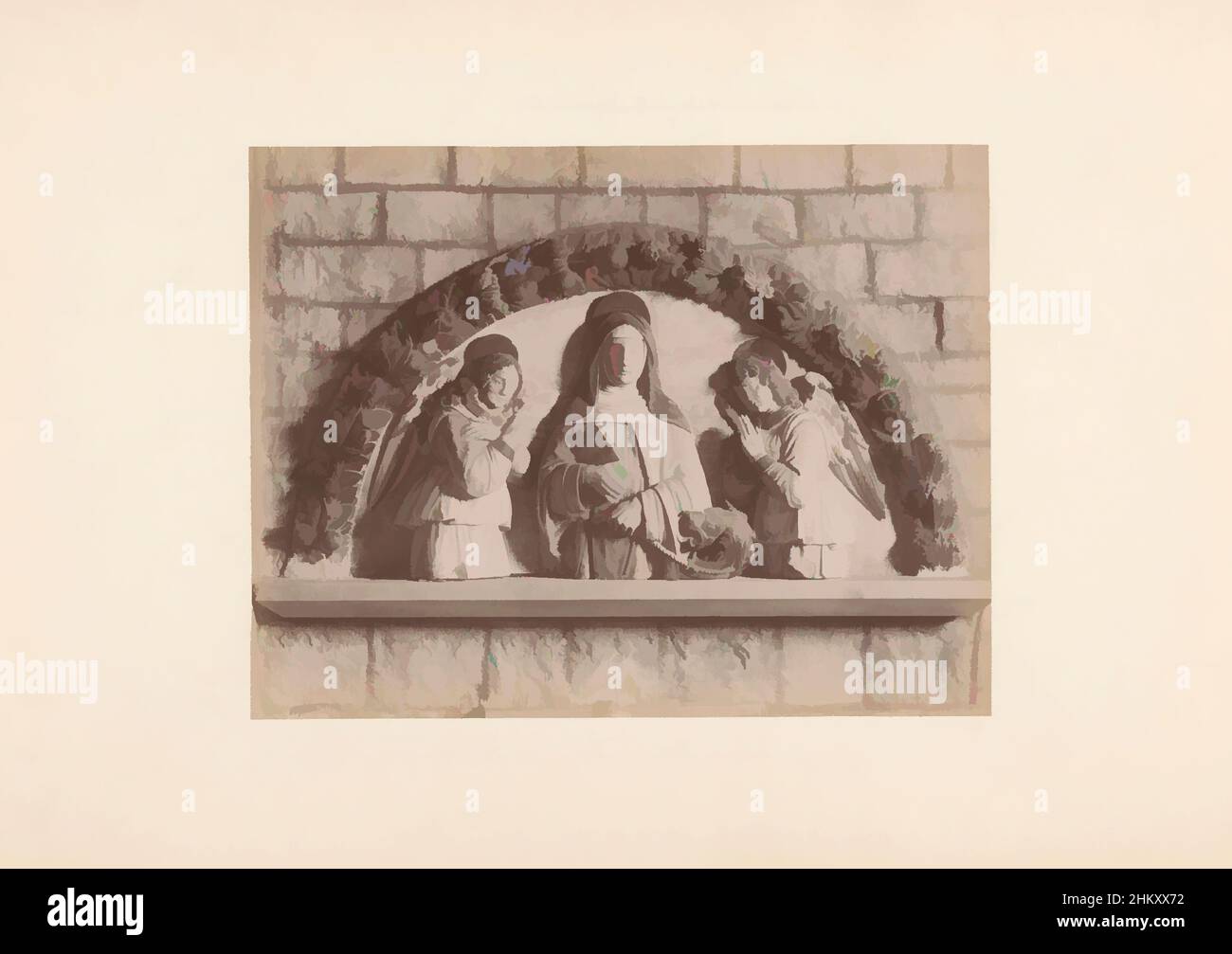 Arte ispirata alla scultura murale di Madonna col Bambino di Andrea della Robbia, Firenze. Museo Nazionale. Madonna col Bambino., Europa, c.. 1875 - c. 1900, cartone, stampa albume, altezza 242 mm x larghezza 186 mm, opere classiche modernizzate da Artotop con un tocco di modernità. Forme, colore e valore, impatto visivo accattivante sulle emozioni artistiche attraverso la libertà delle opere d'arte in modo contemporaneo. Un messaggio senza tempo che persegue una nuova direzione selvaggiamente creativa. Artisti che si rivolgono al supporto digitale e creano l'NFT Artotop Foto Stock