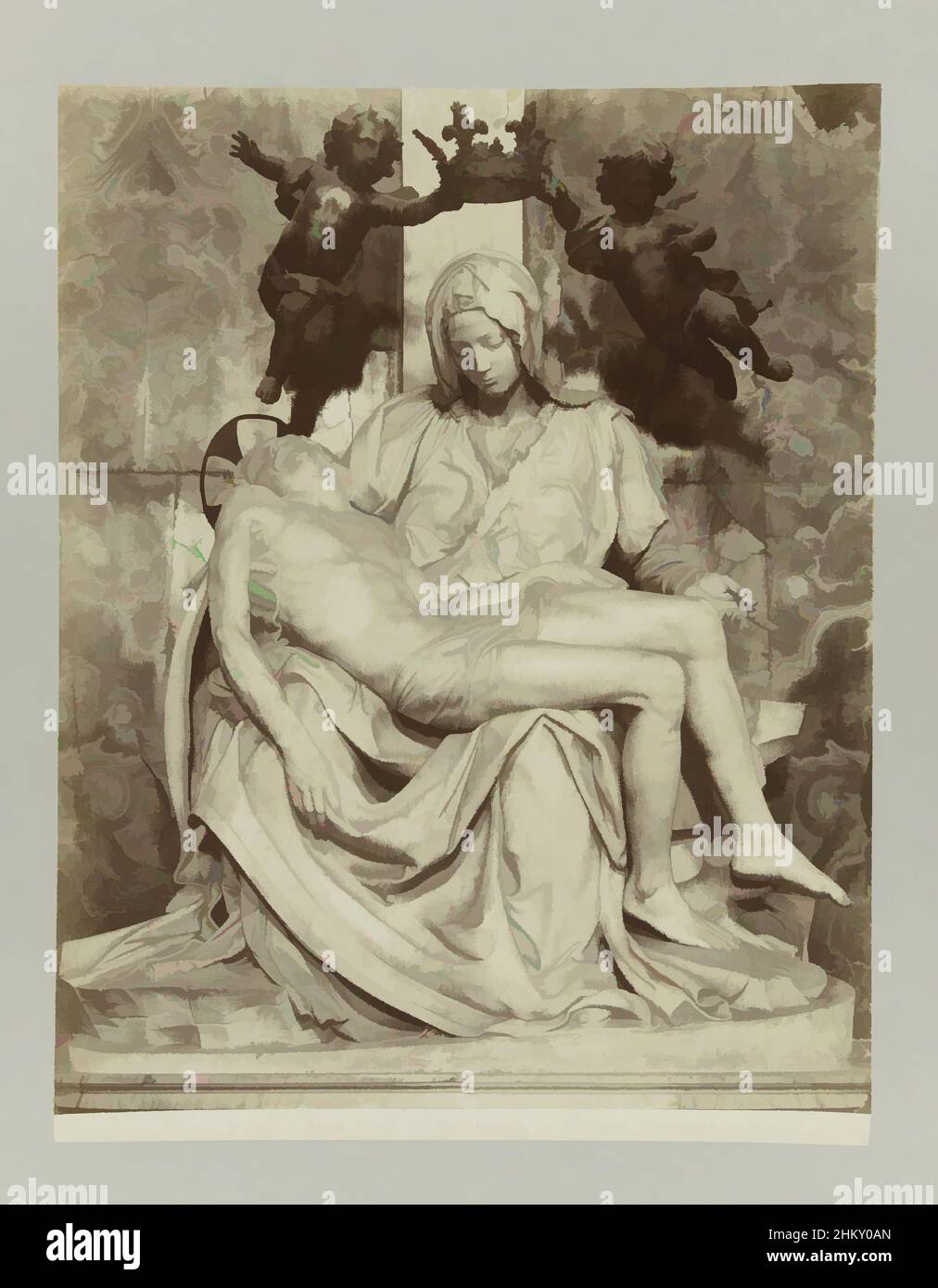 Arte ispirata da Pietà scolpite a San Pietro, Roma, N. 862, a Roma. Pietà, di Michelangelo, a S. Pietro (Vaticano), Pieta di Michelangelo., Roma, c. 1880 - c. 1904, carta, stampa albume, altezza 258 mm x larghezza 198 mm altezza 327 mm x larghezza 241 mm, opere classiche modernizzate da Artotop con un tocco di modernità. Forme, colore e valore, impatto visivo accattivante sulle emozioni artistiche attraverso la libertà delle opere d'arte in modo contemporaneo. Un messaggio senza tempo che persegue una nuova direzione selvaggiamente creativa. Artisti che si rivolgono al supporto digitale e creano l'NFT Artotop Foto Stock