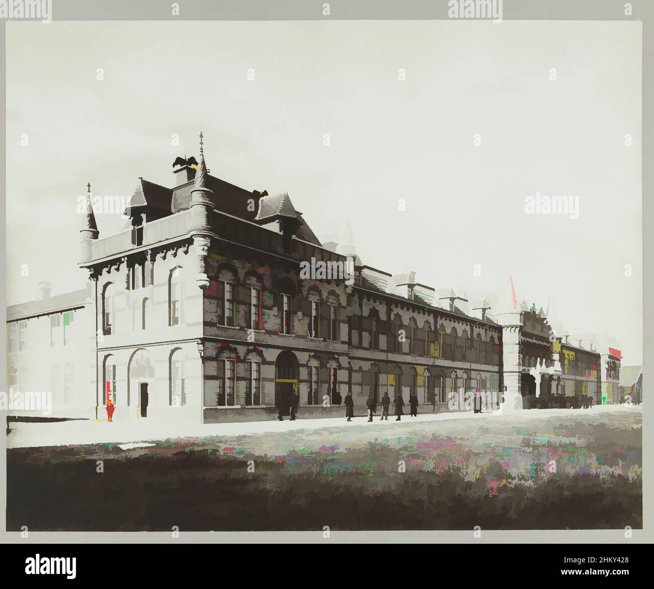 Arte ispirata da Chassékazerne a Breda, la costruzione di una caserma per due battaglioni di fanteria a Breda (titolo della serie), Paesi Bassi, 1890 - 1910, supporto fotografico, cartone, Altezza 383 mm x larghezza 478, opere classiche modernizzate da Artotop con un tocco di modernità. Forme, colore e valore, impatto visivo accattivante sulle emozioni artistiche attraverso la libertà delle opere d'arte in modo contemporaneo. Un messaggio senza tempo che persegue una nuova direzione selvaggiamente creativa. Artisti che si rivolgono al supporto digitale e creano l'NFT Artotop Foto Stock