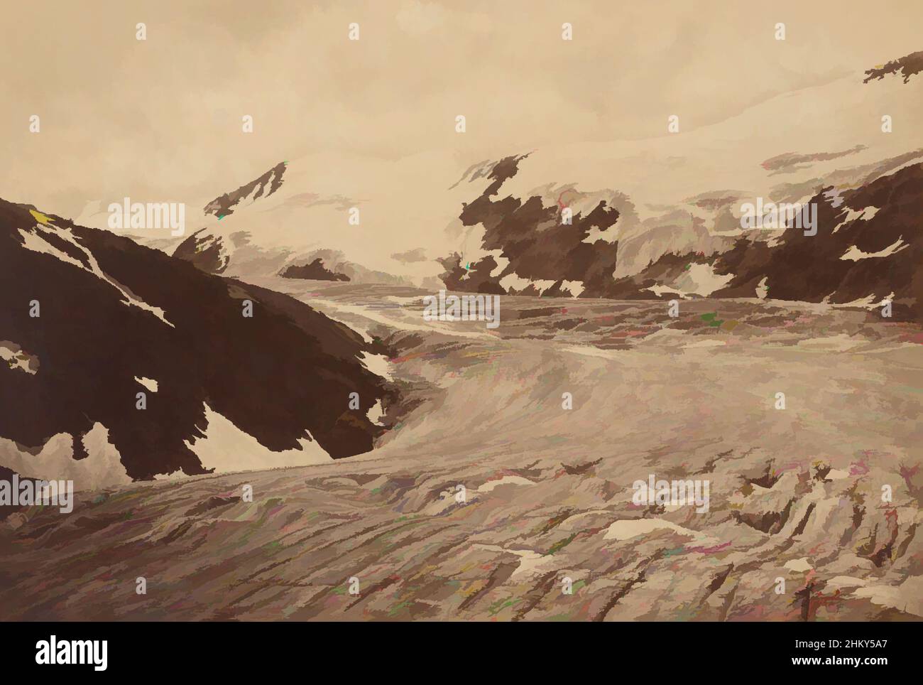 Arte ispirata dalla catena montuosa [Alpi?, c.. 1880 - c. 1900, carta, cartone, stampa albume, altezza 258 mm, Larghezza 383 mm, opere classiche modernizzate da Artotop con un tocco di modernità. Forme, colore e valore, impatto visivo accattivante sulle emozioni artistiche attraverso la libertà delle opere d'arte in modo contemporaneo. Un messaggio senza tempo che persegue una nuova direzione selvaggiamente creativa. Artisti che si rivolgono al supporto digitale e creano l'NFT Artotop Foto Stock
