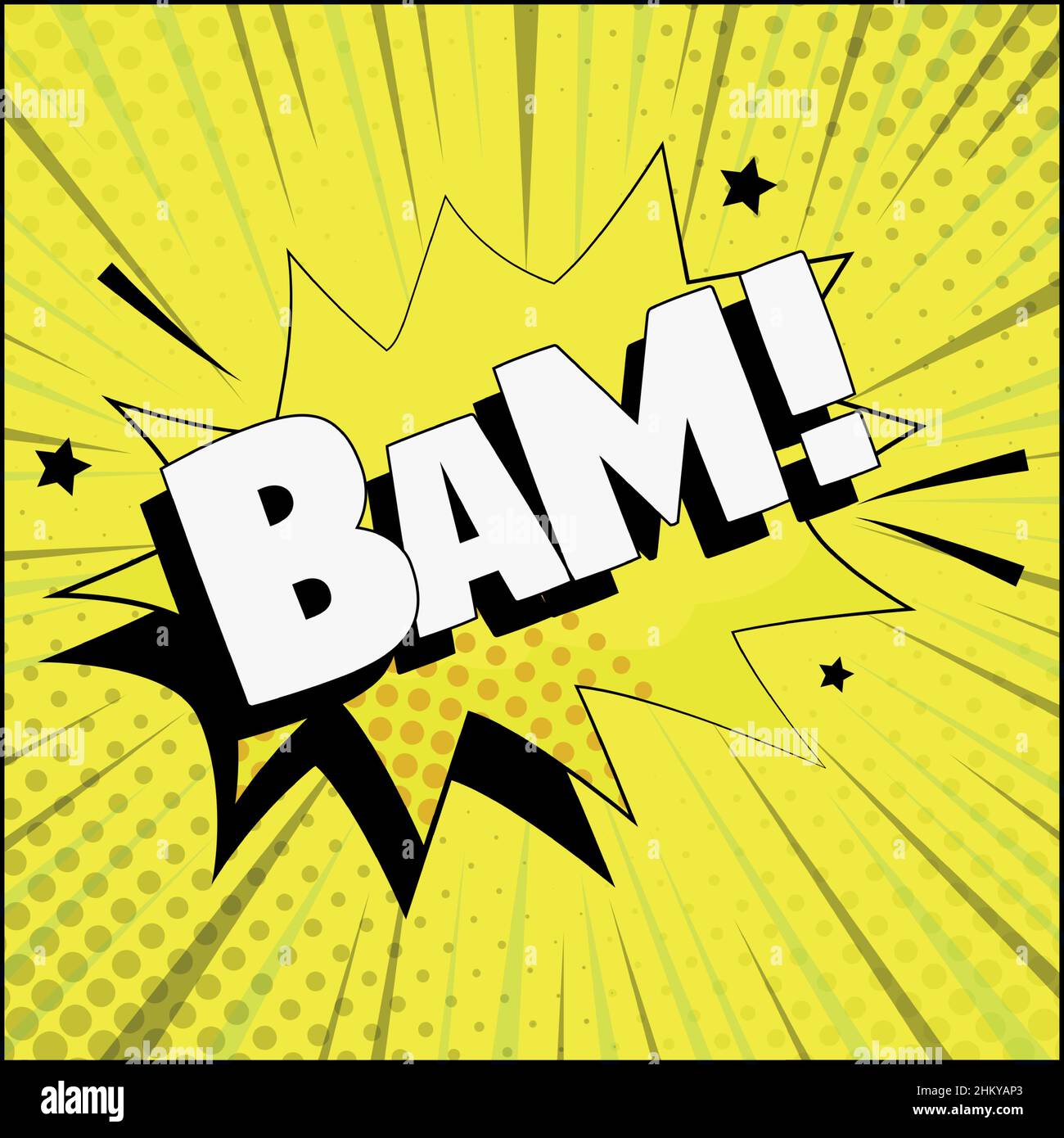 Fumetto zoom iscrizione BAM su sfondo colorato - illustrazione vettoriale Illustrazione Vettoriale