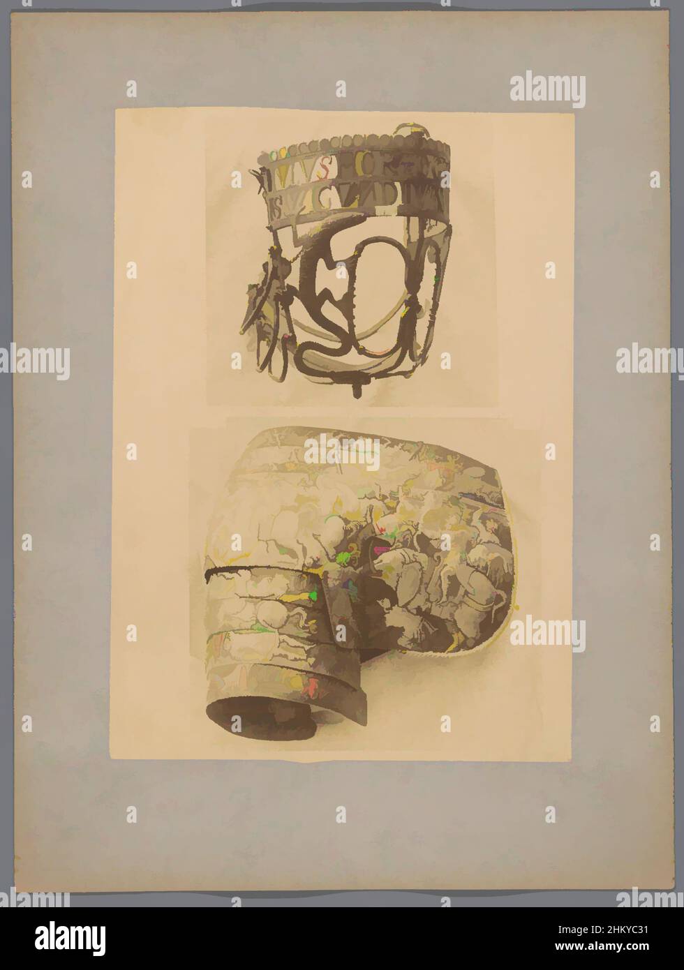 Arte ispirata a spalla pezzo di armatura, Musée de Cluny, Séraphin-Médéric Mieusement, Parigi, 1850 - 1900, Cartone, stampa albume, altezza 345 mm x larghezza 259 mm, opere classiche modernizzate da Artotop con un tocco di modernità. Forme, colore e valore, impatto visivo accattivante sulle emozioni artistiche attraverso la libertà delle opere d'arte in modo contemporaneo. Un messaggio senza tempo che persegue una nuova direzione selvaggiamente creativa. Artisti che si rivolgono al supporto digitale e creano l'NFT Artotop Foto Stock