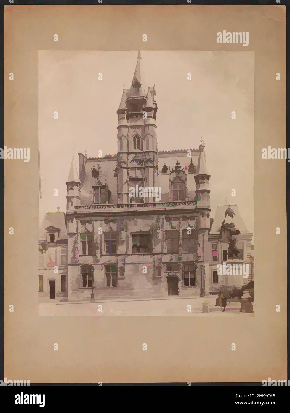 Arte ispirata dalla vista del municipio di Compiegne, Compiegne. Hotel de Ville, Compiègne, 1850 - 1900, cartone, stampa albume, Altezza 355 mm x larghezza 267 mm, opere classiche modernizzate da Artotop con un tocco di modernità. Forme, colore e valore, impatto visivo accattivante sulle emozioni artistiche attraverso la libertà delle opere d'arte in modo contemporaneo. Un messaggio senza tempo che persegue una nuova direzione selvaggiamente creativa. Artisti che si rivolgono al supporto digitale e creano l'NFT Artotop Foto Stock