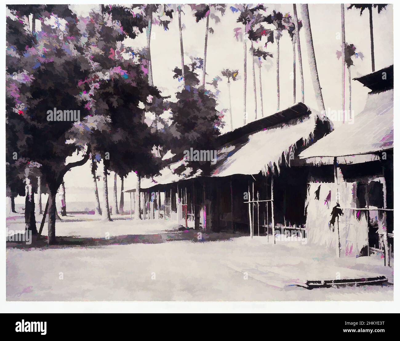 Arte ispirata dai quartieri della guardia birmana Amarapura in Birmania, dalle caserme Amerapoora della Guardia birmana, dai quartieri o dalle caserme della guardia birmana Amarapura in Birmania o Myanmar. Fotografia numero 40 da una serie in un album senza titolo. La didascalia in inglese descrive come il, Classic funziona modernizzato da Artotop con un tuffo di modernità. Forme, colore e valore, impatto visivo accattivante sulle emozioni artistiche attraverso la libertà delle opere d'arte in modo contemporaneo. Un messaggio senza tempo che persegue una nuova direzione selvaggiamente creativa. Artisti che si rivolgono al supporto digitale e creano l'NFT Artotop Foto Stock