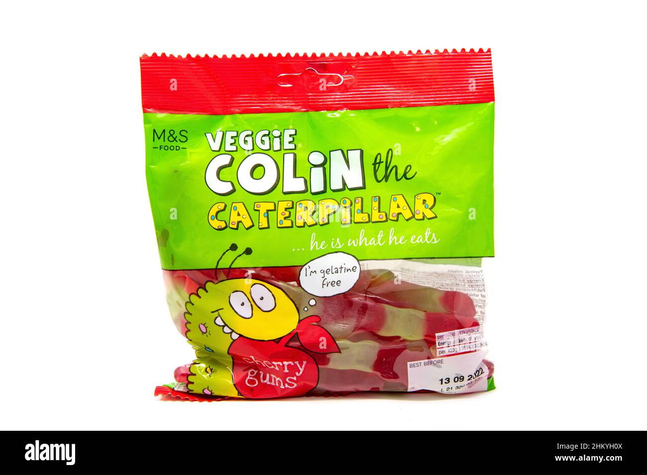 M&S Colin The Caterpillar Cherry Gums Foto Stock