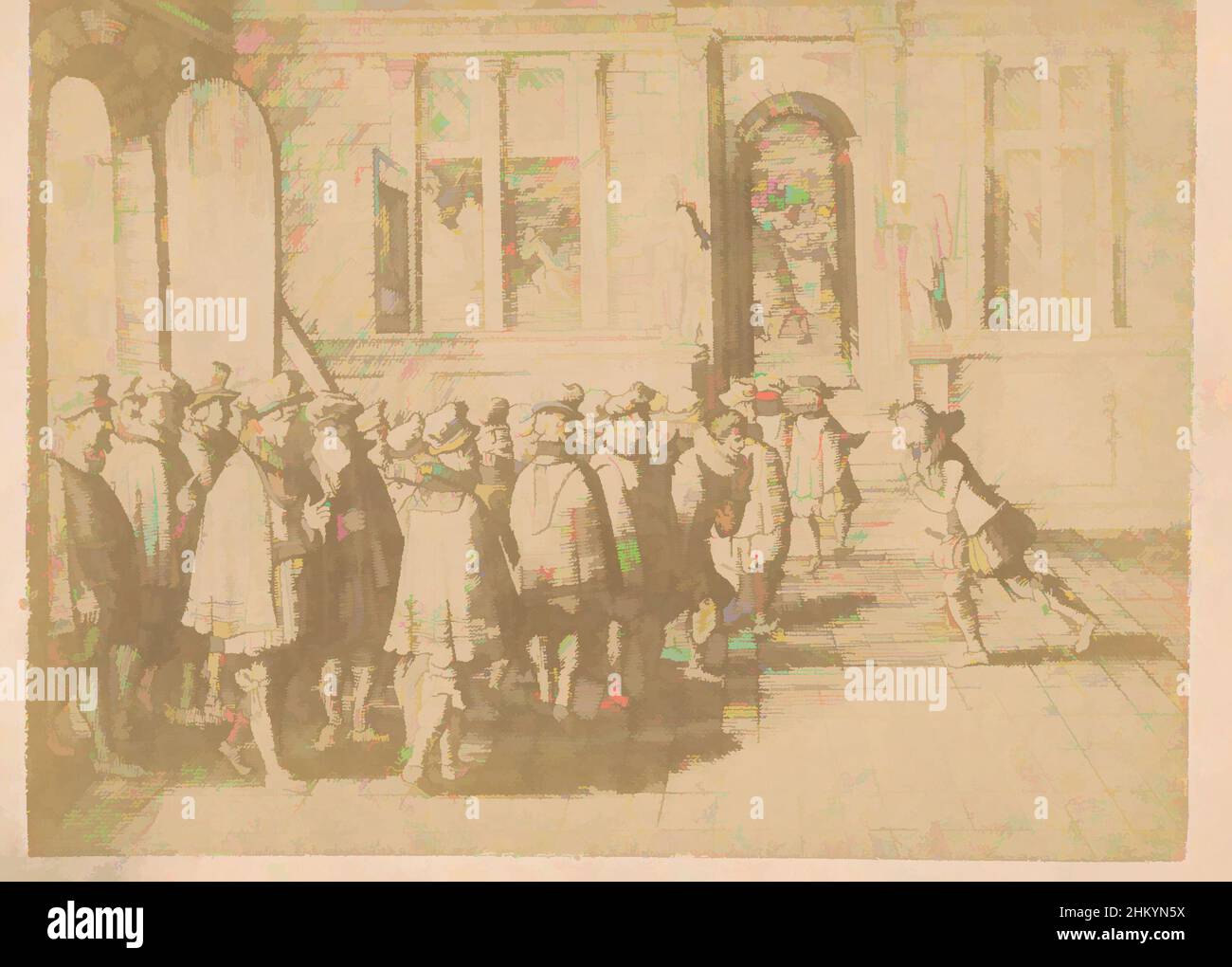 Arte ispirata dalla riproduzione fotografica di un'incisione della presentazione di un'entatia di nobili olandesi alla governante Margaret di Parma, Olanda, 1850 - 1900, supporto fotografico, cartone, Stampa albume, altezza 57 mm x larghezza 77 mm altezza 62 mm x larghezza 105 mm, opere classiche modernizzate da Artotop con un tocco di modernità. Forme, colore e valore, impatto visivo accattivante sulle emozioni artistiche attraverso la libertà delle opere d'arte in modo contemporaneo. Un messaggio senza tempo che persegue una nuova direzione selvaggiamente creativa. Artisti che si rivolgono al supporto digitale e creano l'NFT Artotop Foto Stock