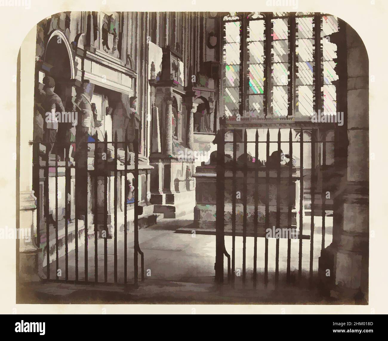 Arte ispirata da View of Warrior's Chapel in Canterbury Cathedral, Henry George Austin, (attribuito a), Canterbury, 1861, Carta, cartone, stampa albume, altezza 239 mm x larghezza 288 mm, altezza 332 mm x larghezza 395 mm, opere classiche modernizzate da Artotop con un tocco di modernità. Forme, colore e valore, impatto visivo accattivante sulle emozioni artistiche attraverso la libertà delle opere d'arte in modo contemporaneo. Un messaggio senza tempo che persegue una nuova direzione selvaggiamente creativa. Artisti che si rivolgono al supporto digitale e creano l'NFT Artotop Foto Stock