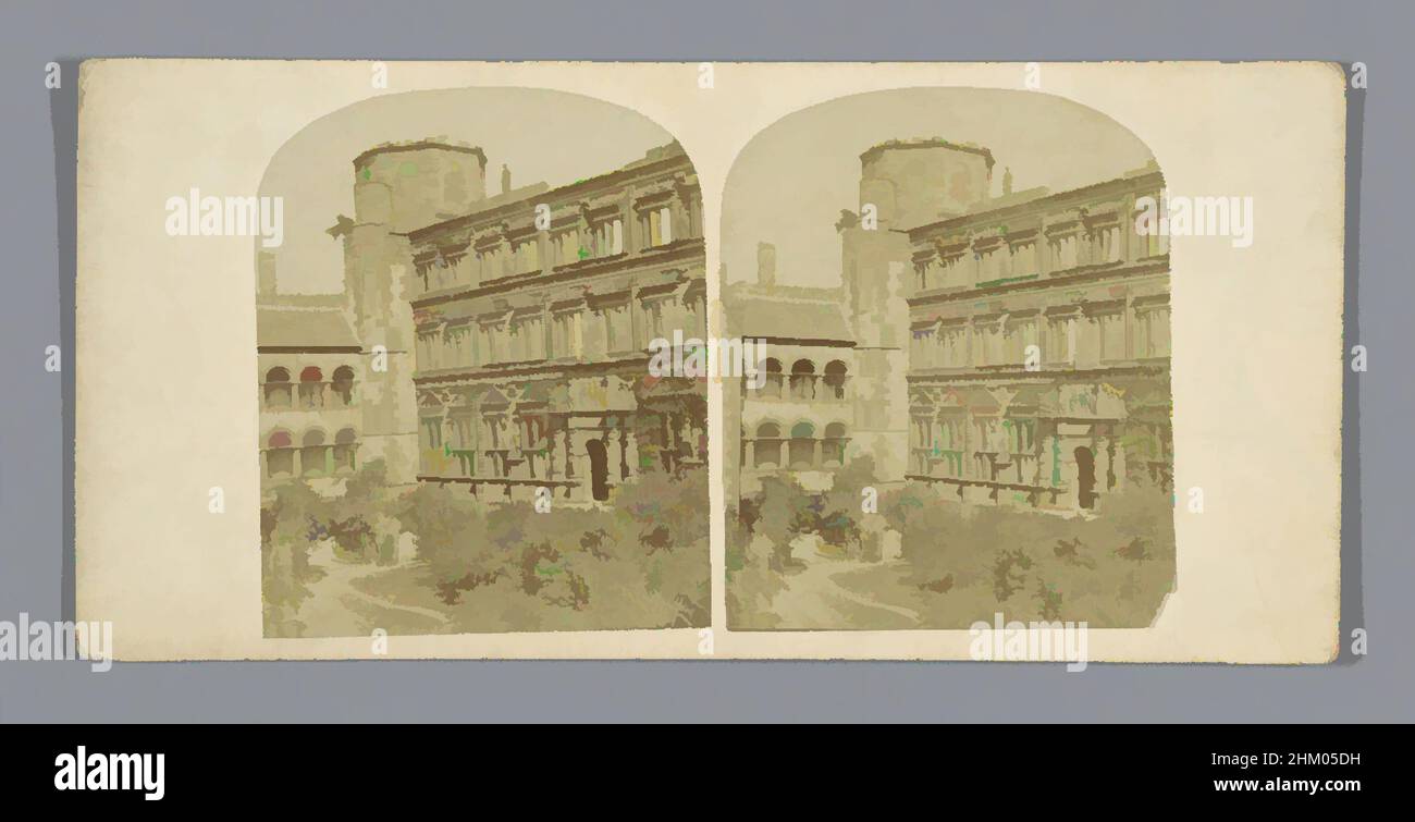 Arte ispirata dalla corte interna del palazzo Heidelberg, Heidelberg, c.. 1860 - c. 1880, cartone, stampa albume, altezza 85 mm x larghezza 170 mm, opere classiche modernizzate da Artotop con un tocco di modernità. Forme, colore e valore, impatto visivo accattivante sulle emozioni artistiche attraverso la libertà delle opere d'arte in modo contemporaneo. Un messaggio senza tempo che persegue una nuova direzione selvaggiamente creativa. Artisti che si rivolgono al supporto digitale e creano l'NFT Artotop Foto Stock