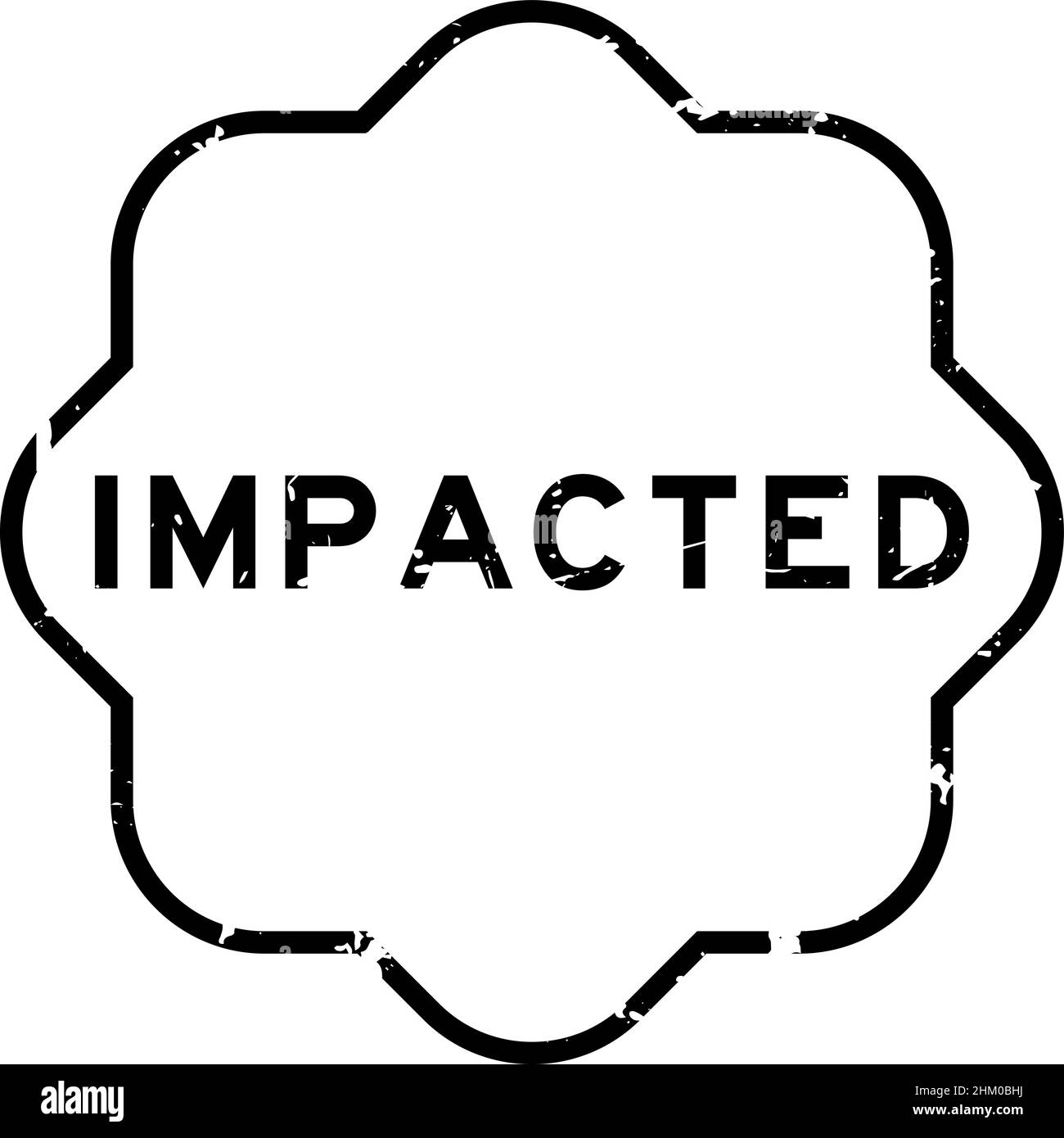 Grunge nero impattato guarnizione di gomma parola su sfondo bianco Illustrazione Vettoriale