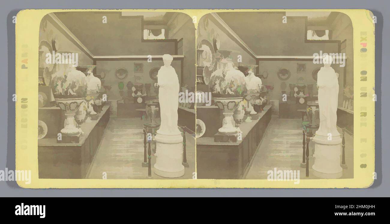 Arte ispirata alla sezione Ceramica del padiglione italiano alla Fiera Mondiale 1878, sezione Céramique italienne, esposizione Universelle 1878, editore: J. Lévy & Cie, Parigi, 1878, cartone, carta, Stampa albume, altezza 86 mm x larghezza 174 mm, opere classiche modernizzate da Artotop con un tocco di modernità. Forme, colore e valore, impatto visivo accattivante sulle emozioni artistiche attraverso la libertà delle opere d'arte in modo contemporaneo. Un messaggio senza tempo che persegue una nuova direzione selvaggiamente creativa. Artisti che si rivolgono al supporto digitale e creano l'NFT Artotop Foto Stock