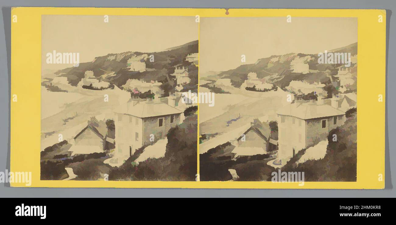 Arte ispirata dalla vista di una città costiera, 1861 - 1870, cartone, carta, stampa albume, Altezza 84 mm x larghezza 175 mm, opere classiche modernizzate da Artotop con un tocco di modernità. Forme, colore e valore, impatto visivo accattivante sulle emozioni artistiche attraverso la libertà delle opere d'arte in modo contemporaneo. Un messaggio senza tempo che persegue una nuova direzione selvaggiamente creativa. Artisti che si rivolgono al supporto digitale e creano l'NFT Artotop Foto Stock