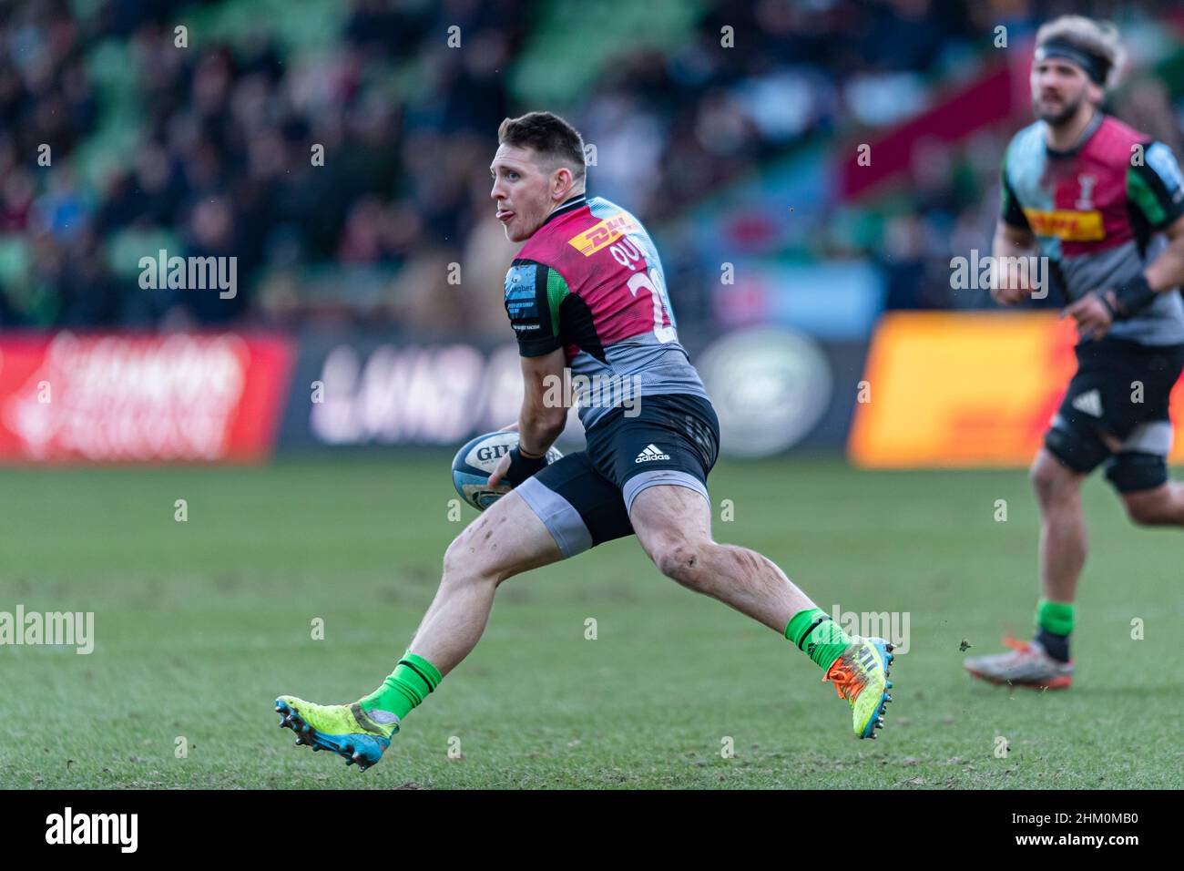LONDRA, REGNO UNITO. 06th, Feb 2022. Will Edwards di Harlequins in azione durante Harlequins vs sale Sharks - Gallagher Premiership Rugby allo Stoop Stadium di domenica 06 febbraio 2022. LONDRA INGHILTERRA. Credit: Taka Wu/Alamy Live News Foto Stock