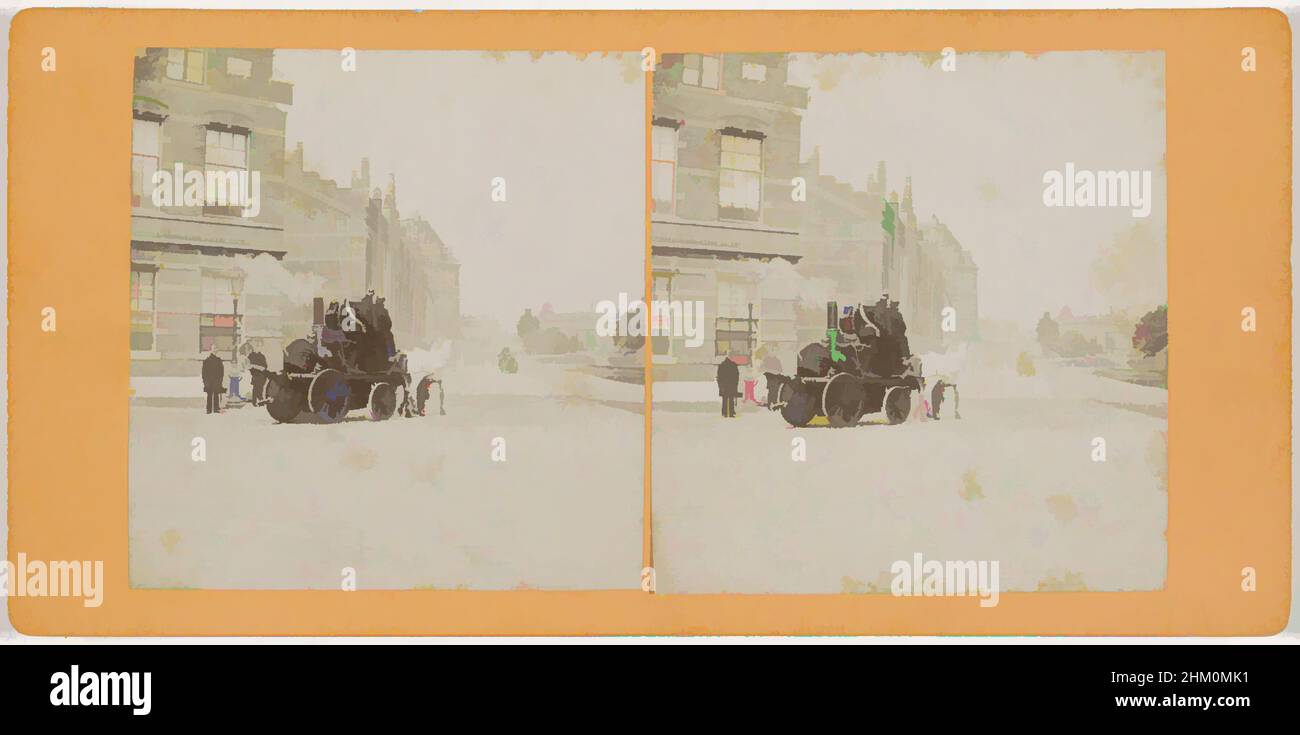 Arte ispirata al camion dei vigili del fuoco e una lancia a vapore sulla Hobbemakade ad Amsterdam, Amsterdam, il reparto dei vigili del fuoco della lancia a vapore Hobbemakade, Amsterdam, 1873 - 1890, carta, cartone, Stampa albume, altezza 88 mm x larghezza 179 mm, opere classiche modernizzate da Artotop con un tocco di modernità. Forme, colore e valore, impatto visivo accattivante sulle emozioni artistiche attraverso la libertà delle opere d'arte in modo contemporaneo. Un messaggio senza tempo che persegue una nuova direzione selvaggiamente creativa. Artisti che si rivolgono al supporto digitale e creano l'NFT Artotop Foto Stock