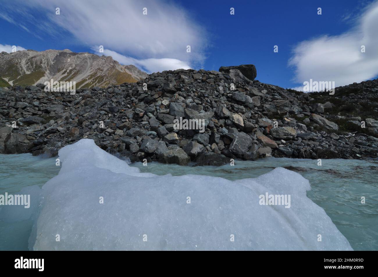 Mount Cook e il ghiacciaio Tasman in Nuova Zelanda Foto Stock