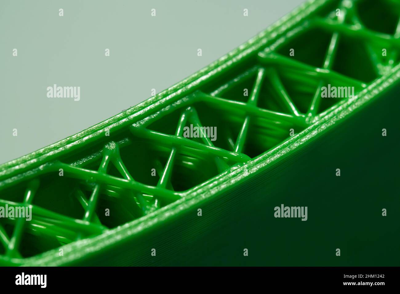 Macro della superficie dell'oggetto stampato 3D. Foto Stock