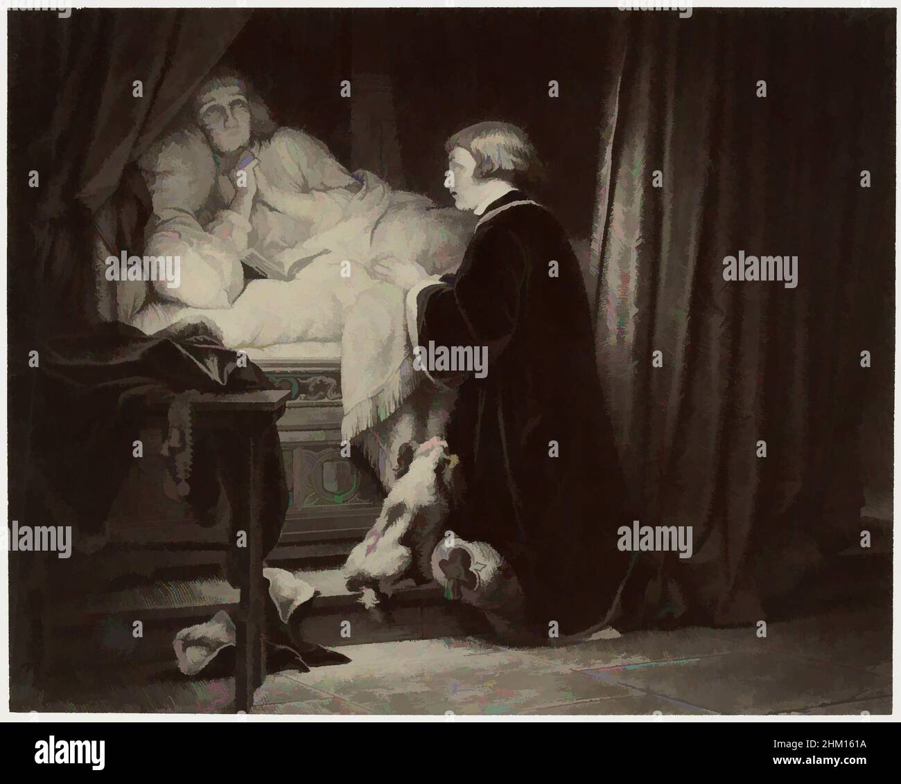 Arte ispirata dalla fotoreproduzione di una stampa dopo un dipinto di Edward V e Richard di Shrewsbury alla preghiera di Paul Delaroche, Dernière prière des enfants d'Édouard, Robert Jefferson Bingham, Jules Francois, Parigi, c. 1853 - in o prima del 1858, carta, stampa albume, incisione, altezza, Opere classiche modernizzate da Artotop con un tocco di modernità. Forme, colore e valore, impatto visivo accattivante sulle emozioni artistiche attraverso la libertà delle opere d'arte in modo contemporaneo. Un messaggio senza tempo che persegue una nuova direzione selvaggiamente creativa. Artisti che si rivolgono al supporto digitale e creano l'NFT Artotop Foto Stock