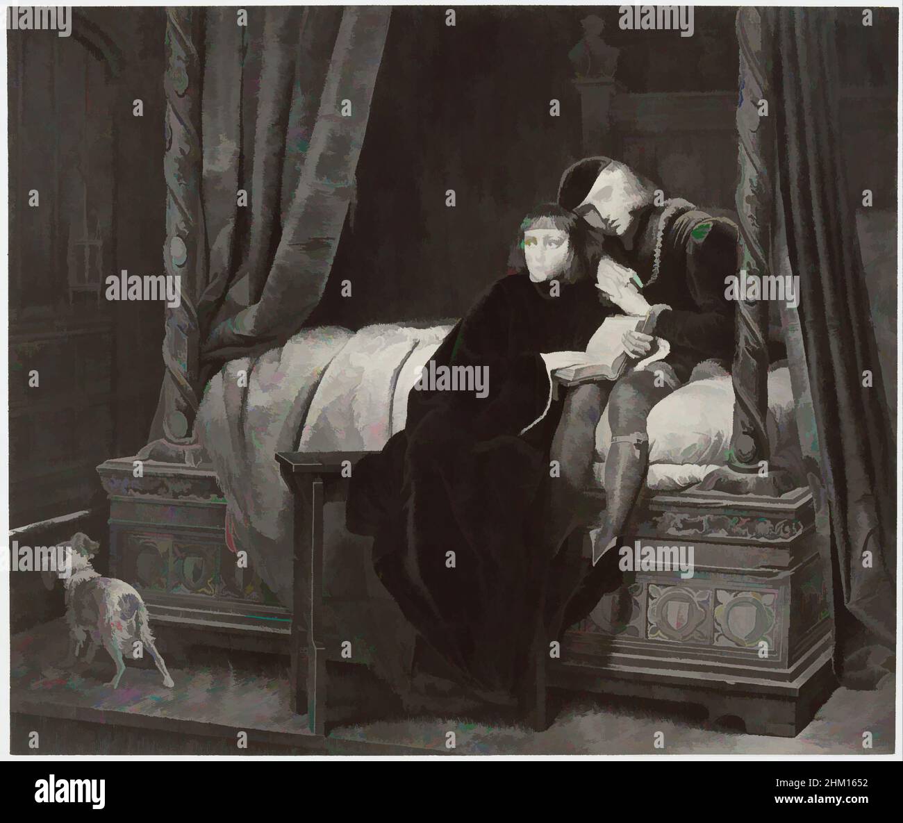 Arte ispirata dalla fotoreproduzione di una stampa dopo un dipinto di Edward V e Richard di Shrewsbury nella Torre di Londra di Paul Delaroche, Les enfants d'Édouard, Robert Jefferson Bingham, H. Prudhomme, Parigi, c. 1853 - prima del 1858, carta, stampa albume, incisione, altezza 123 mm, Opere classiche modernizzate da Artotop con un tocco di modernità. Forme, colore e valore, impatto visivo accattivante sulle emozioni artistiche attraverso la libertà delle opere d'arte in modo contemporaneo. Un messaggio senza tempo che persegue una nuova direzione selvaggiamente creativa. Artisti che si rivolgono al supporto digitale e creano l'NFT Artotop Foto Stock
