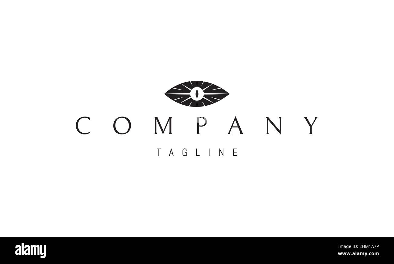 Logo vettoriale su cui un'immagine astratta dell'occhio in cui la pupilla è sotto forma di stella luminosa. Illustrazione Vettoriale