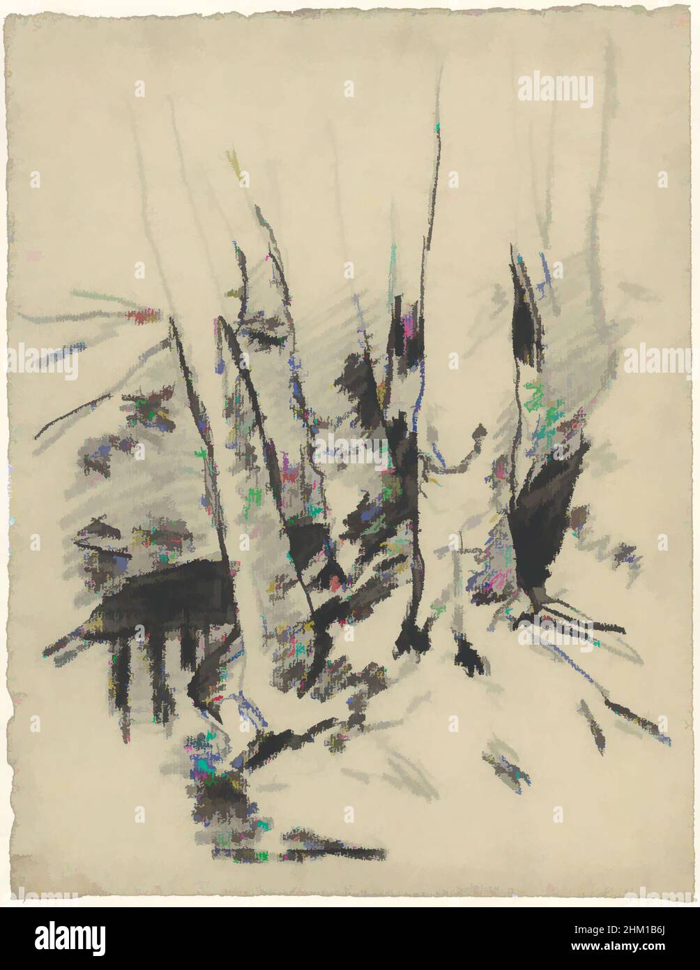 Arte ispirata dallo Studio dei quattro tronchi d'albero, disegnatore: Egbert Rubertus Derk Schaap, 1872 - 1939, carta, gesso, altezza 310 mm x larghezza 239 mm, opere classiche modernizzate da Artotop con un tuffo di modernità. Forme, colore e valore, impatto visivo accattivante sulle emozioni artistiche attraverso la libertà delle opere d'arte in modo contemporaneo. Un messaggio senza tempo che persegue una nuova direzione selvaggiamente creativa. Artisti che si rivolgono al supporto digitale e creano l'NFT Artotop Foto Stock