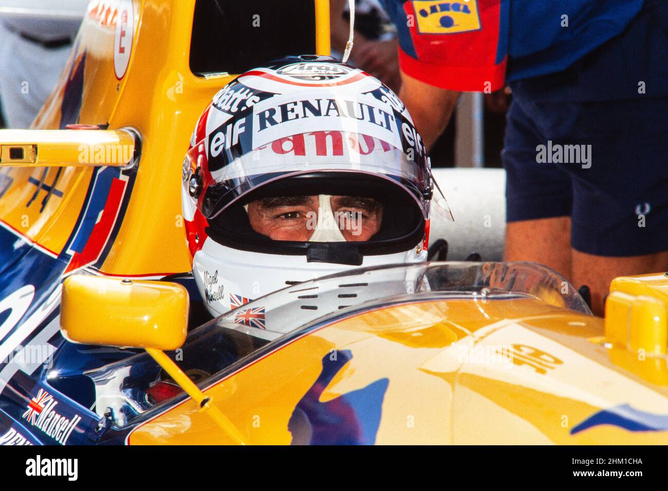 Nigel Mansell, Formula 1, Gran Premio di Germania al Hockenheimring il 28 luglio 1991, Team Williams-Renault, CAR FW14, motore Renault RS3 3,5 Foto Stock
