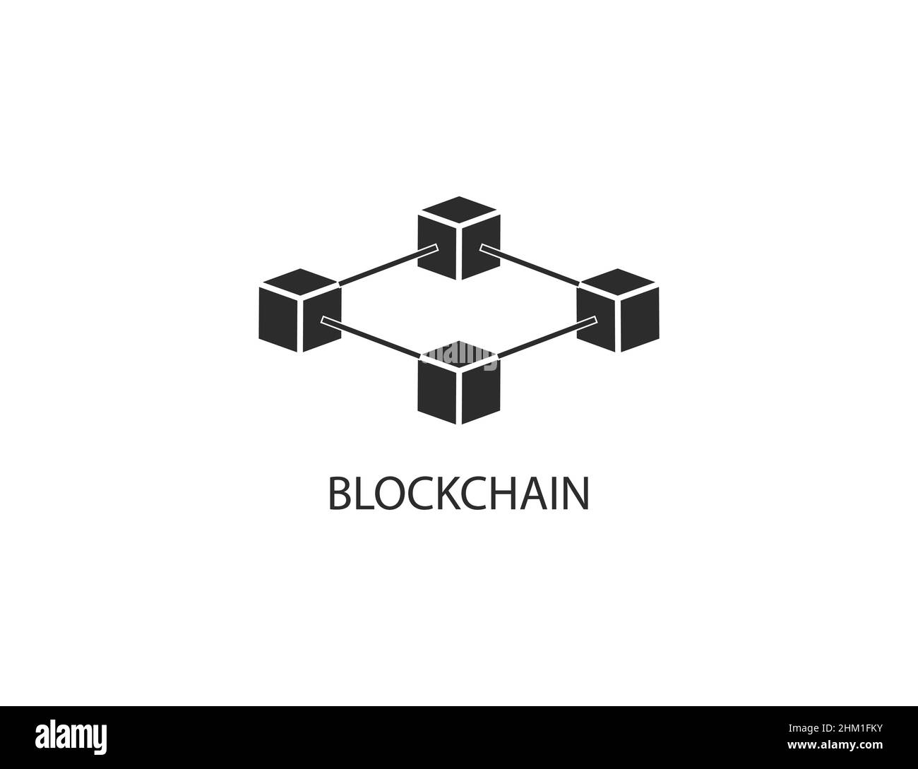 Blockchain, icona di rete. Illustrazione vettoriale. Design piatto. Illustrazione Vettoriale