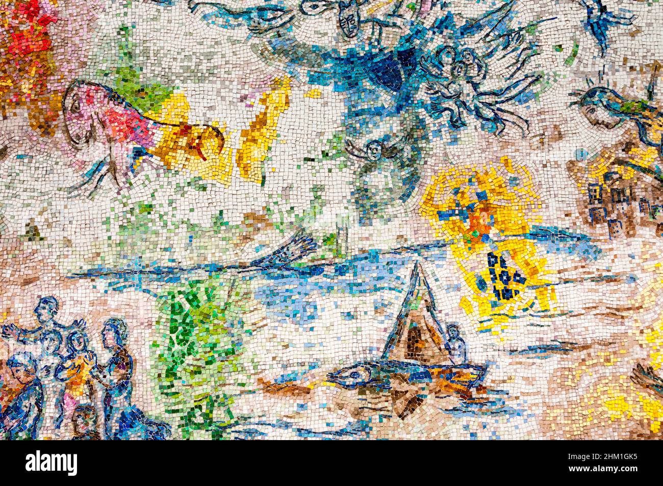 Un dettaglio del Four Seasons mosaico di Marc Chagall in Chase Tower Plaza, Chicago Foto Stock