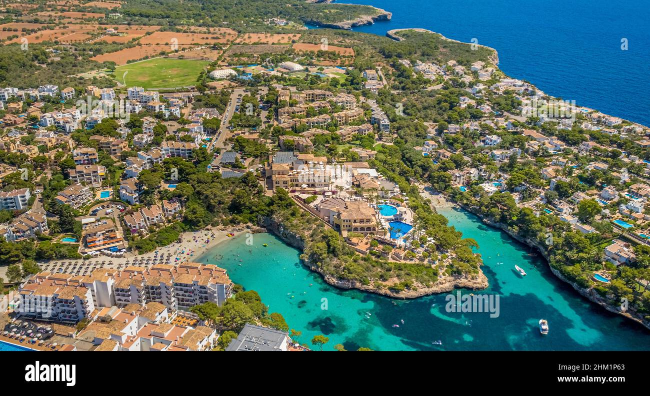 Vista aerea, Robinson Club Cala Serena, Cala Serena, Felanitx, Maiorca, Isole Baleari, Spagna, ES, Europa, vista uccelli-occhi, fotografia aerea, aer Foto Stock