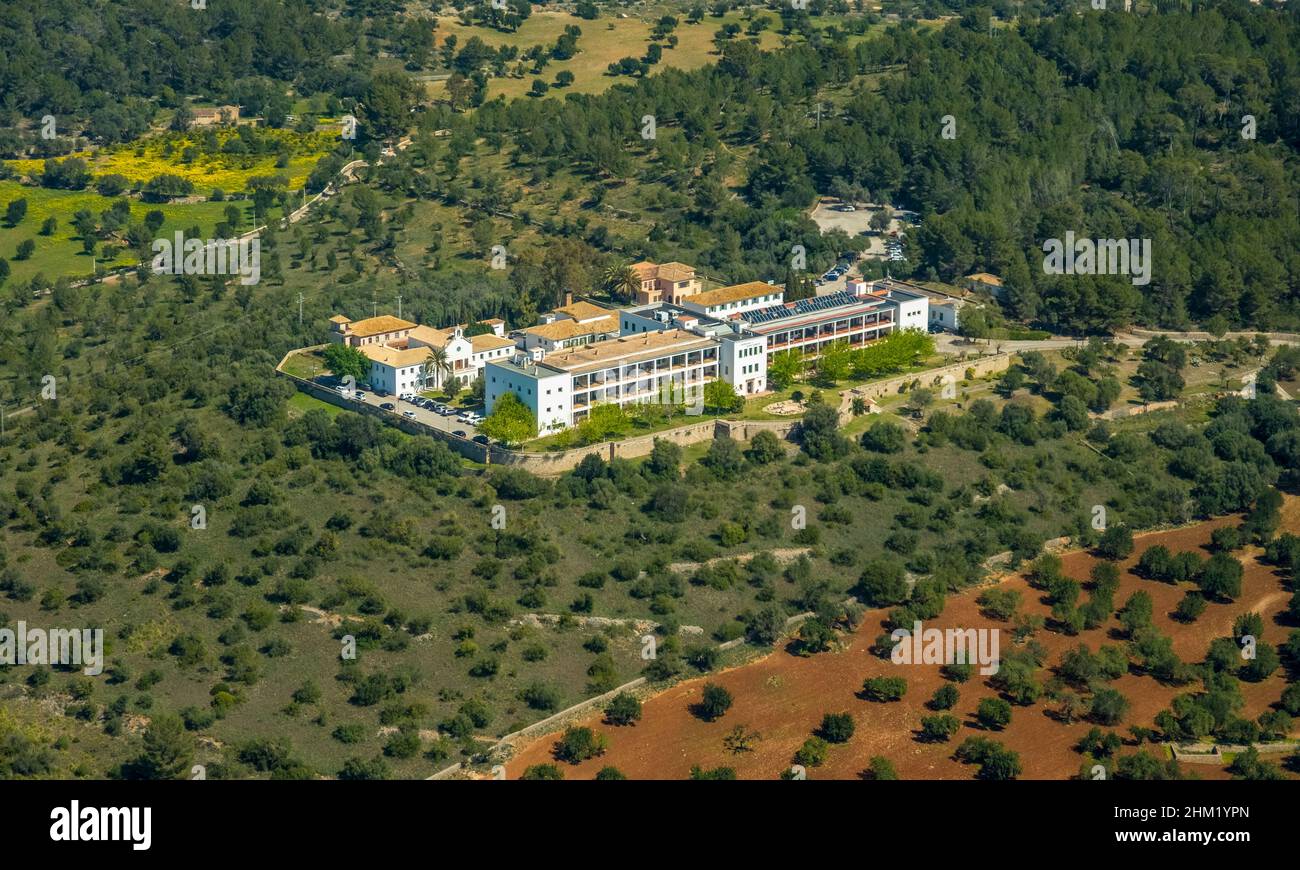 Vista aerea, Ospedale Joan March, Buñola, Ospedale a Bunyola, Pla de na tesa, Cabaneta (SA), Maiorca, Isole Baleari, Isole Baleari, Baleares, S. Foto Stock