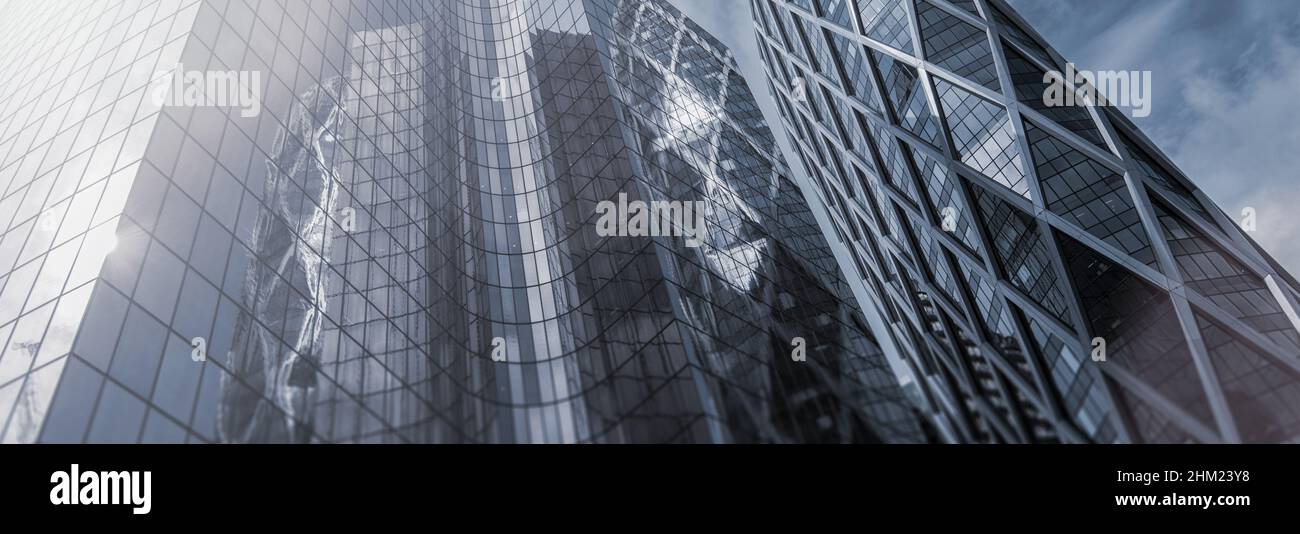 Moderno edificio di uffici grattacieli con vetro, dimensioni banner Foto Stock