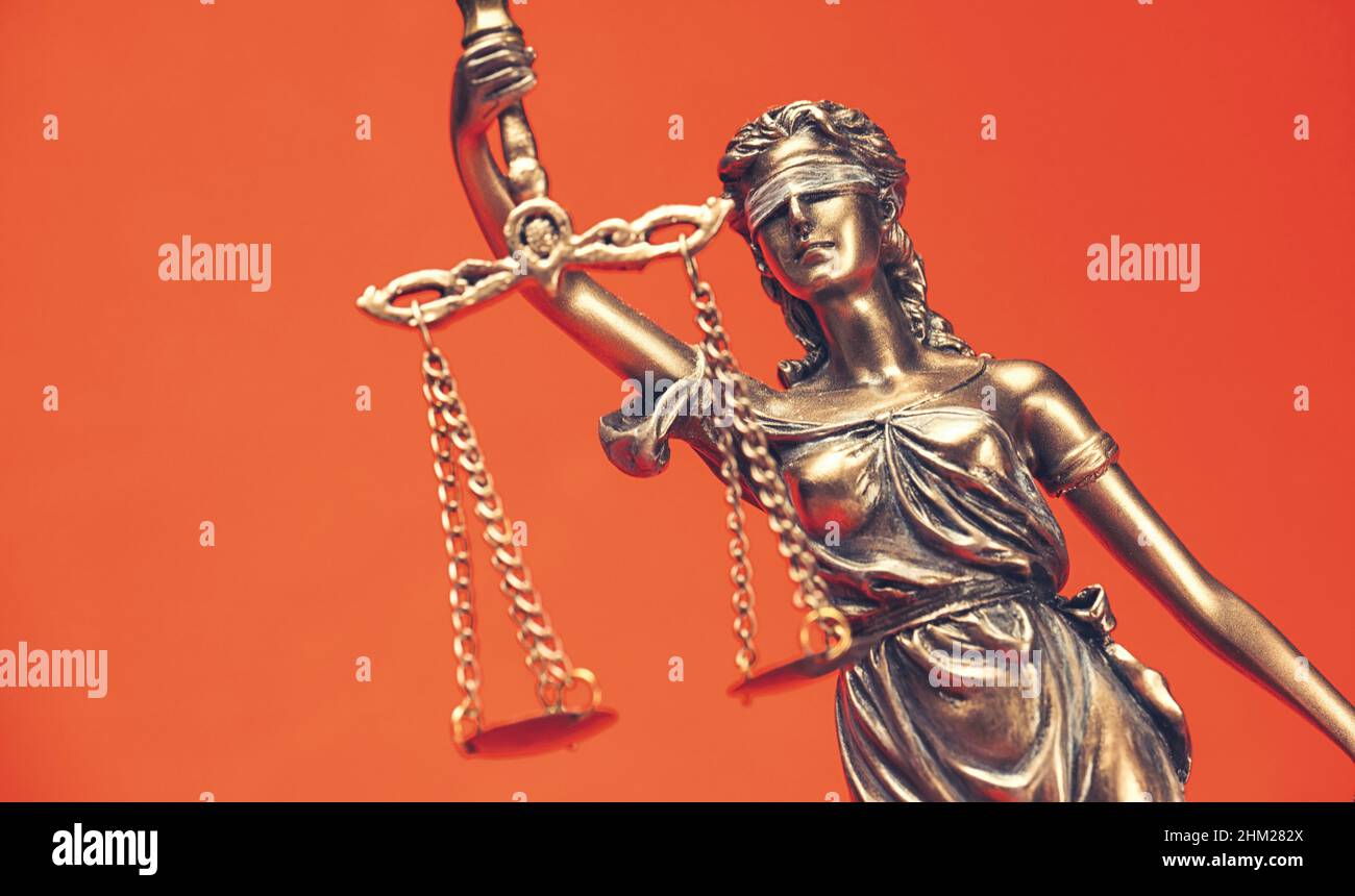La Statua della Giustizia - Lady justice o Iustitia, immagine del concetto di diritto legale Foto Stock