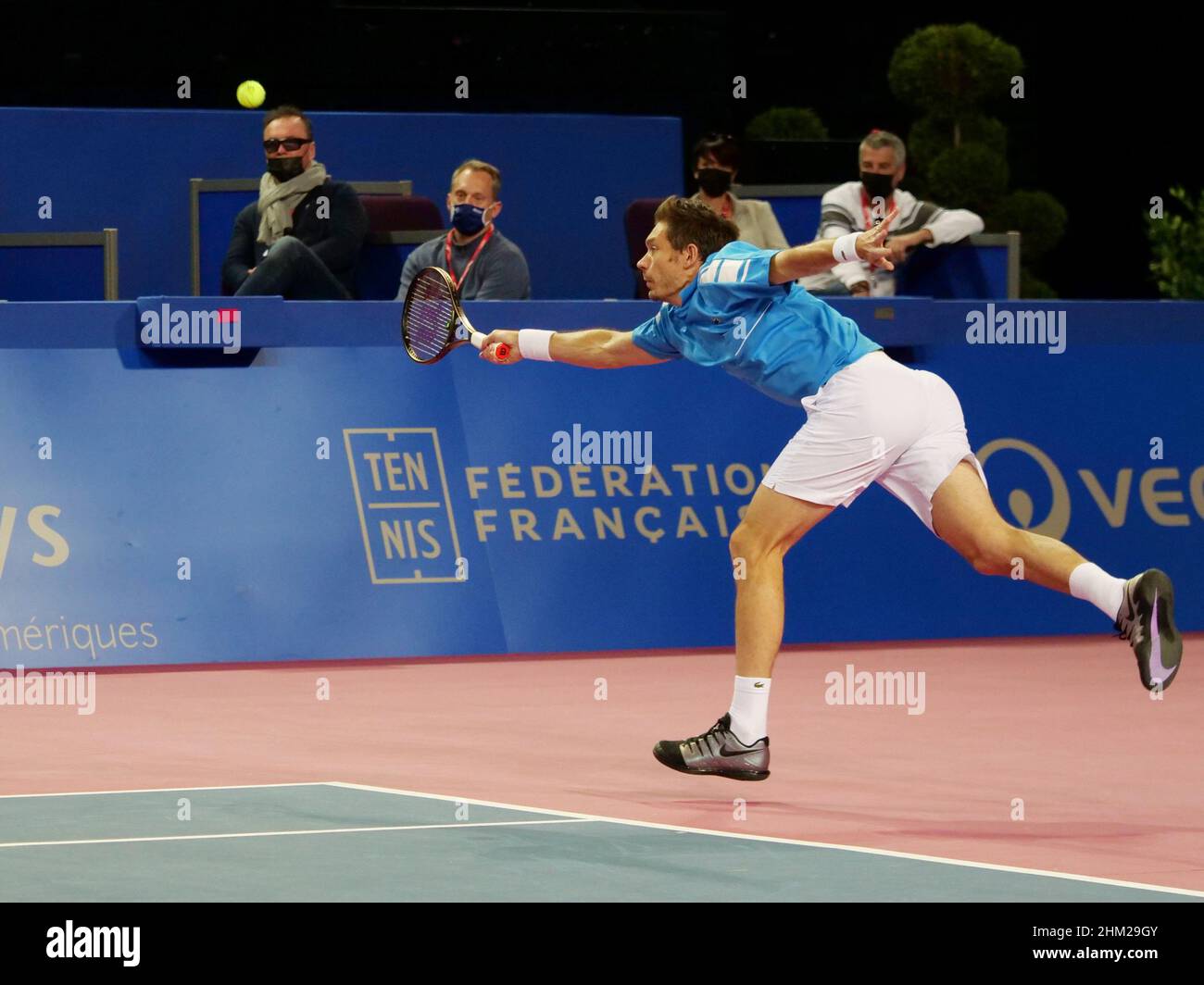 Nicolas Mahut di Francia durante la Doppia finale all'Open Sud de Fance 2022, torneo di tennis ATP 250 il 6 febbraio 2022 alla Sud de France Arena di Montpellier Francia - Foto: Patrick Cannaux/DPPI/LiveMedia Foto Stock