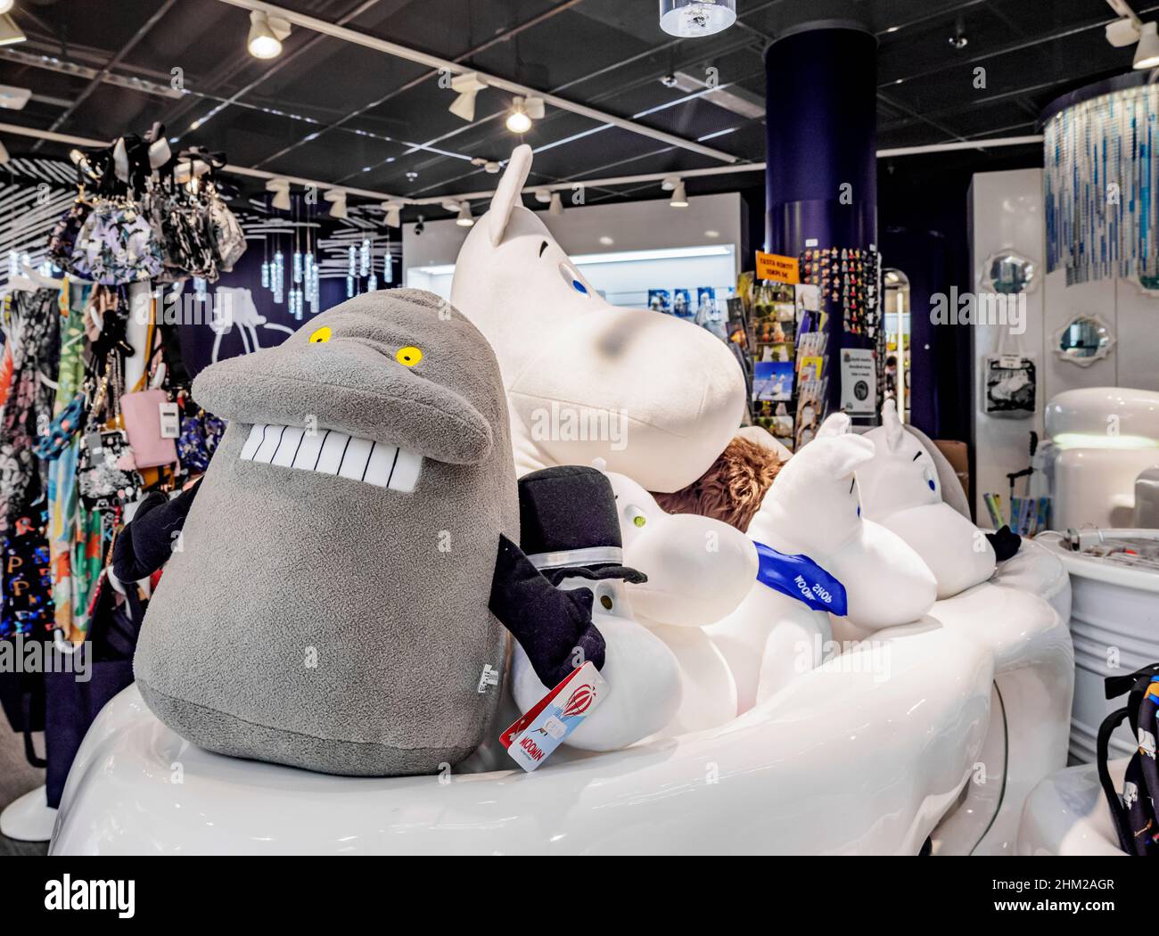 Moomin Shop, Interior, Forum Shopping Mall, Helsinki, Contea di Uusimaa, Finlandia Foto Stock