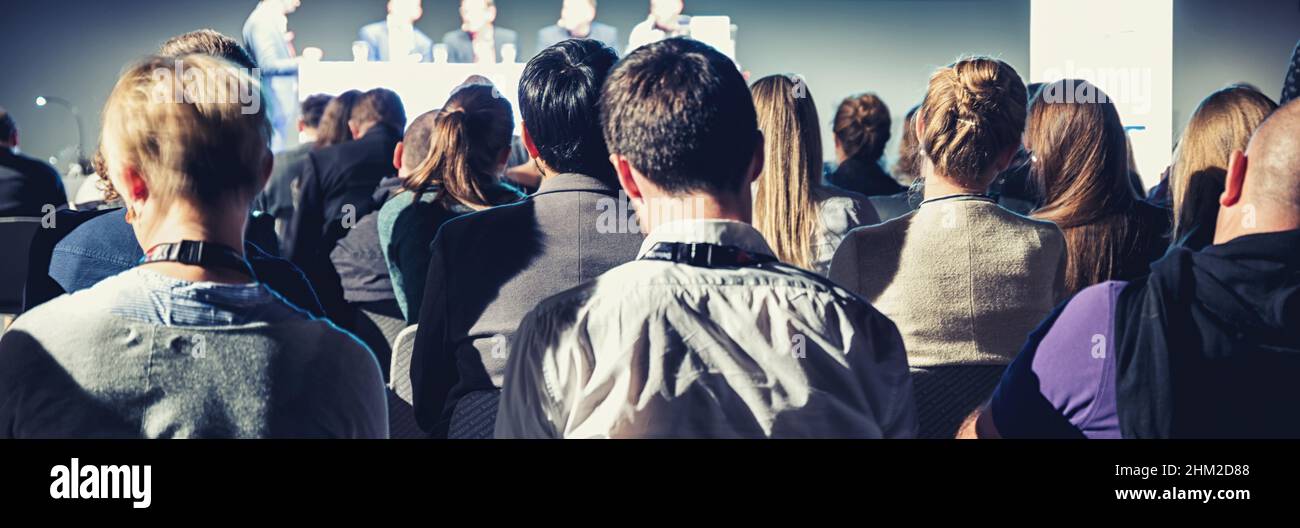 Riunione di affari. Pubblico nella sala conferenze di una mostra Foto Stock