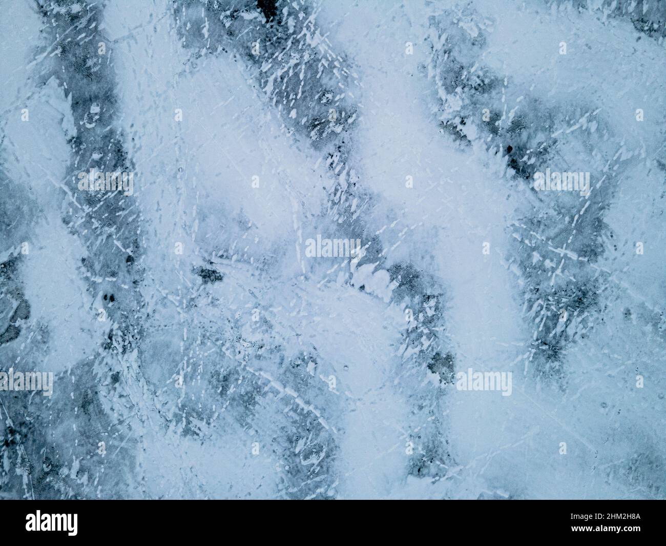 Vista aerea del ghiaccio sullo splinter con neve Foto Stock