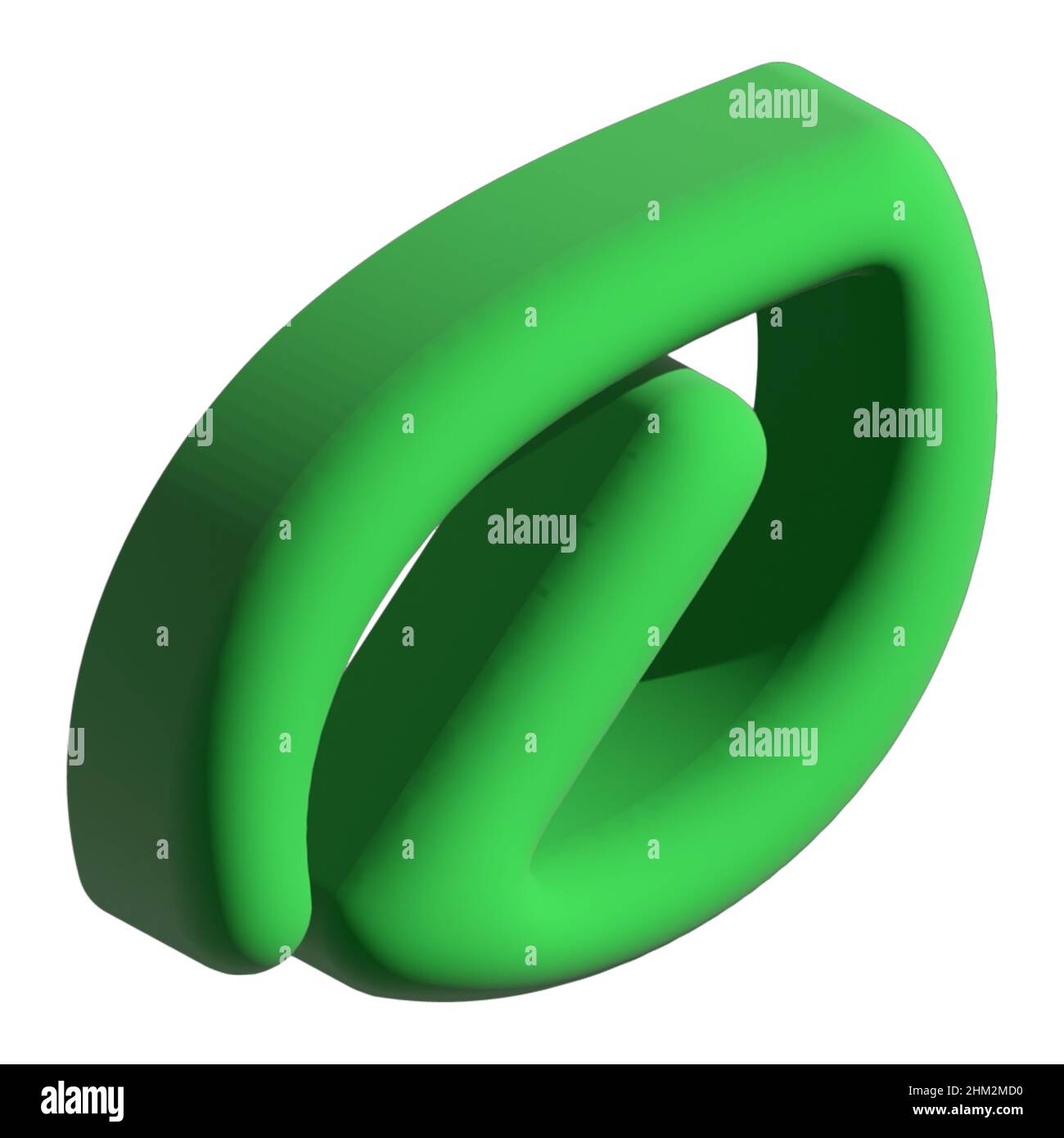 Foglia verde astratta in stile minimalista. 3D illustrazione. Isolare. Segnale. Icona. Immagine semplice per il design e i social network. Foto Stock