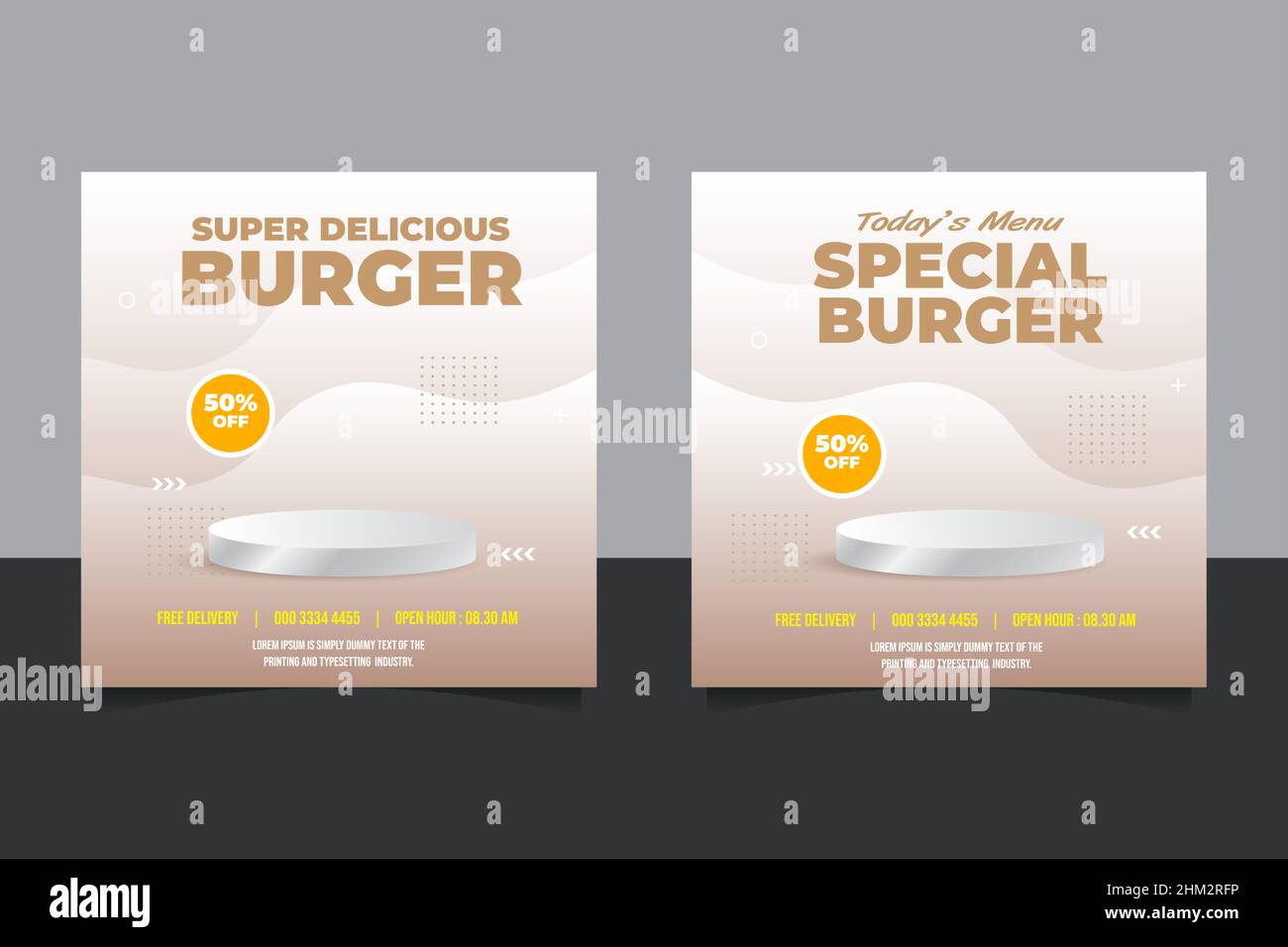 Food social media instagram promozione banner post design Illustrazione Vettoriale