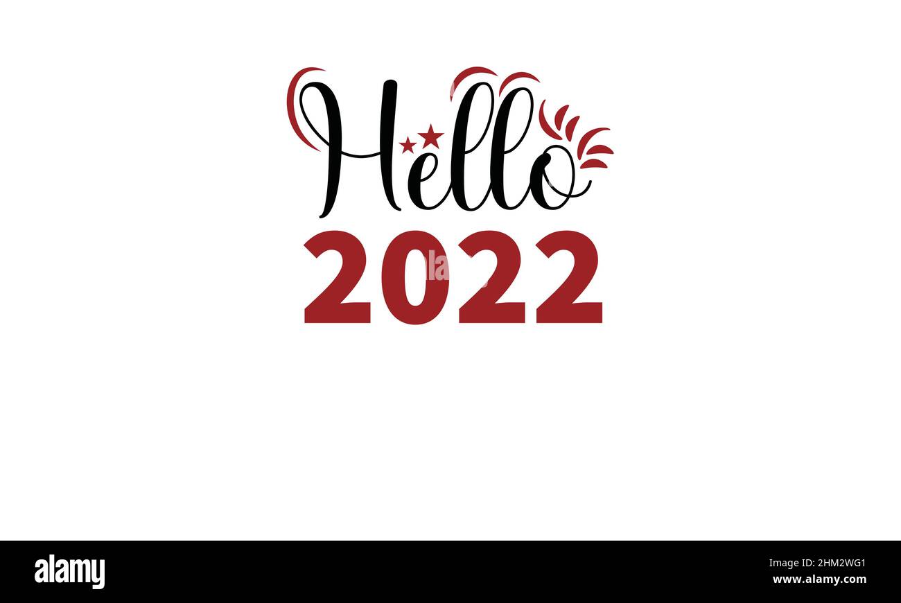 ciao 2022 nuovo anno t shirt monogramma testo modello vettoriale Illustrazione Vettoriale