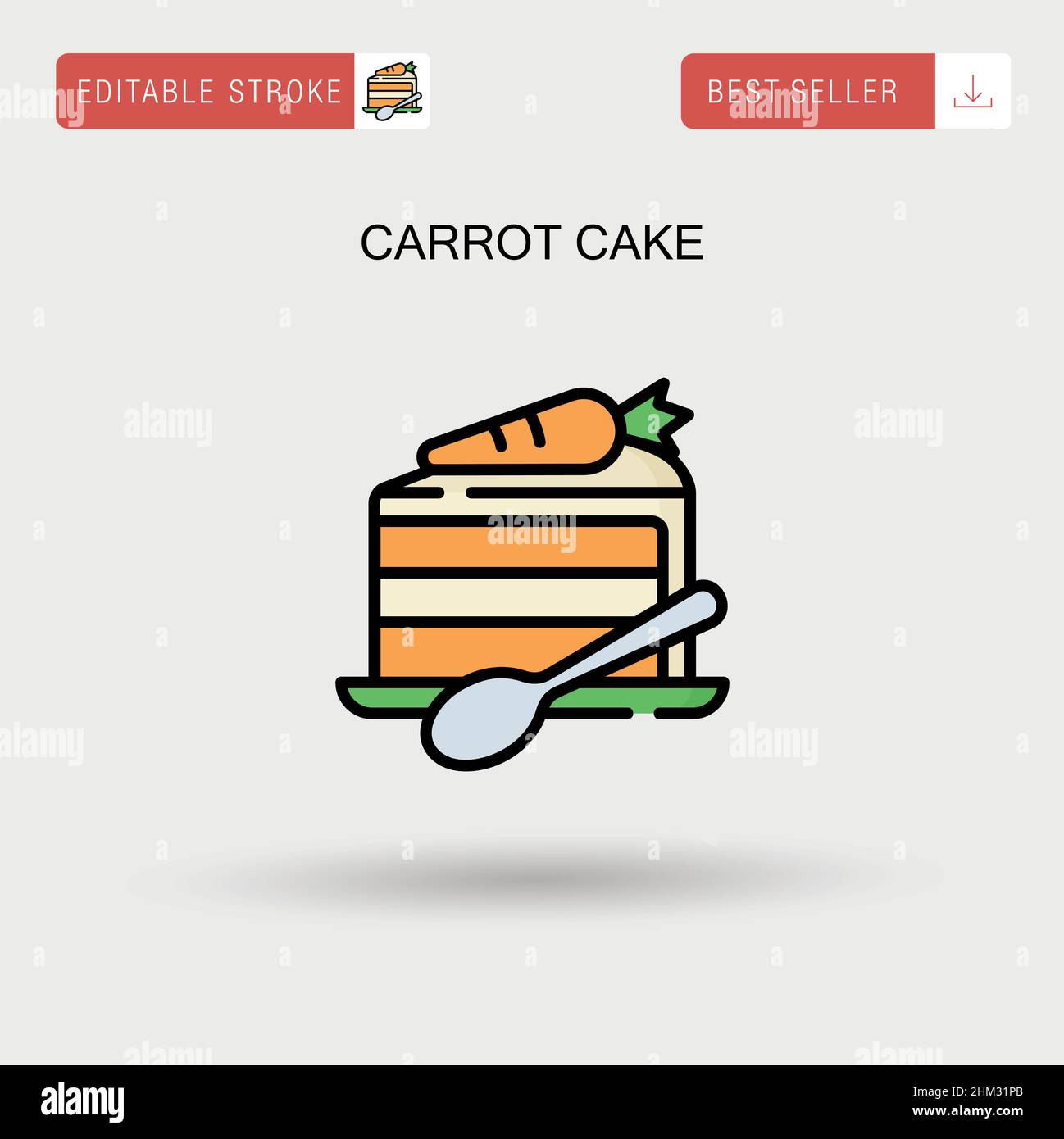 Torta di carota semplice icona vettoriale. Illustrazione Vettoriale
