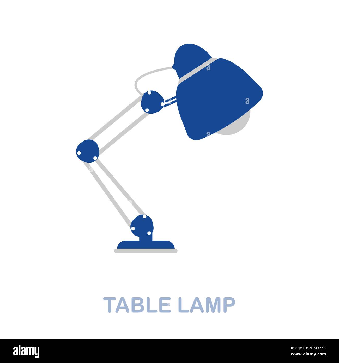 Icona della lampada del tavolo piatta. Simbolo colorato della collezione di strumenti per ufficio. Lampada da tavolo piatta segno icona per il web design, infografica e altro ancora. Illustrazione Vettoriale